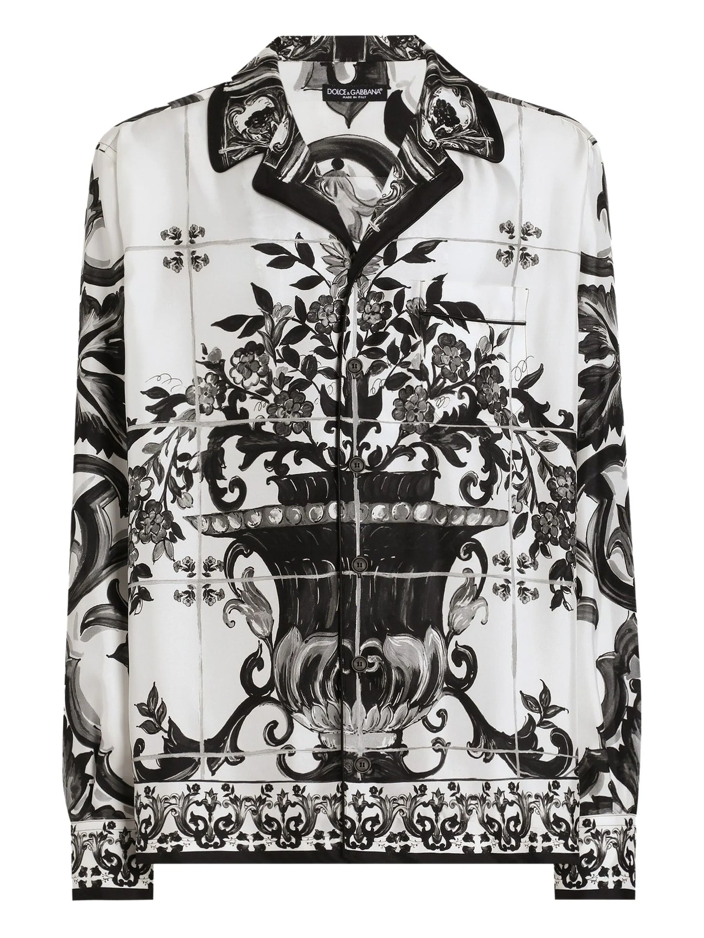 Majolica-print silk shirt