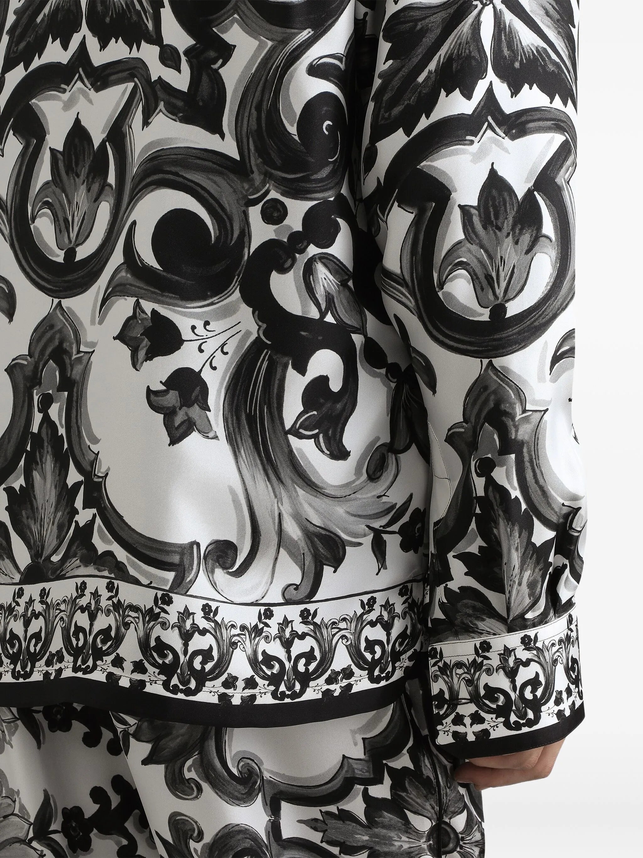 Majolica-print silk shirt