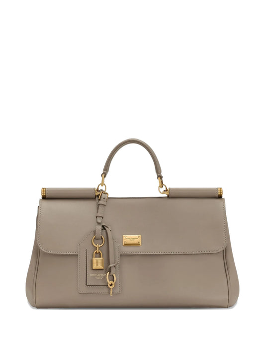 Sicily lock-charm leather tote bag