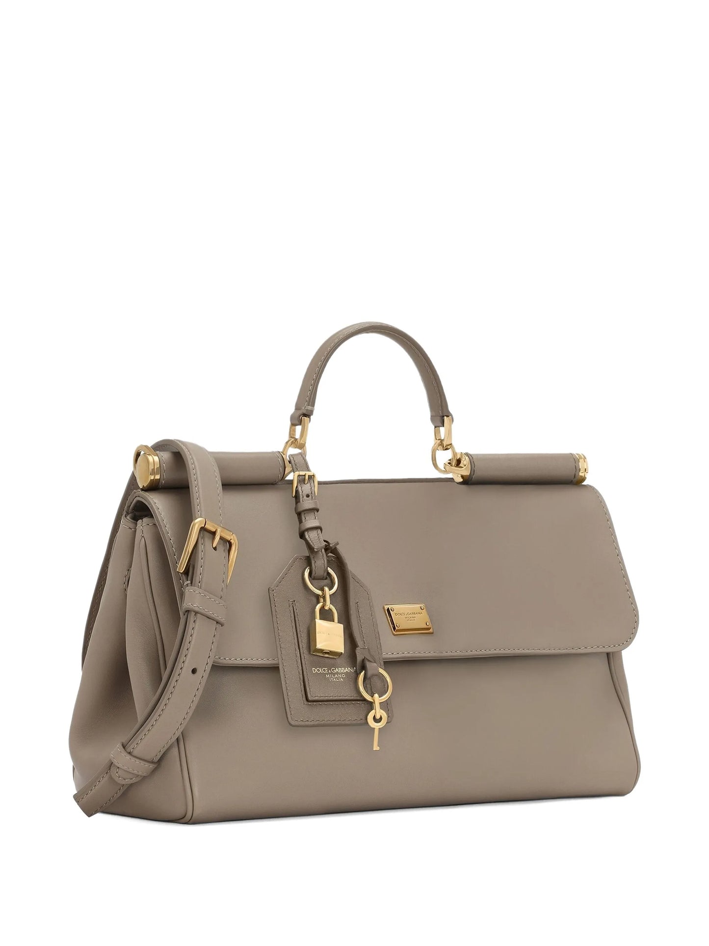 Sicily lock-charm leather tote bag