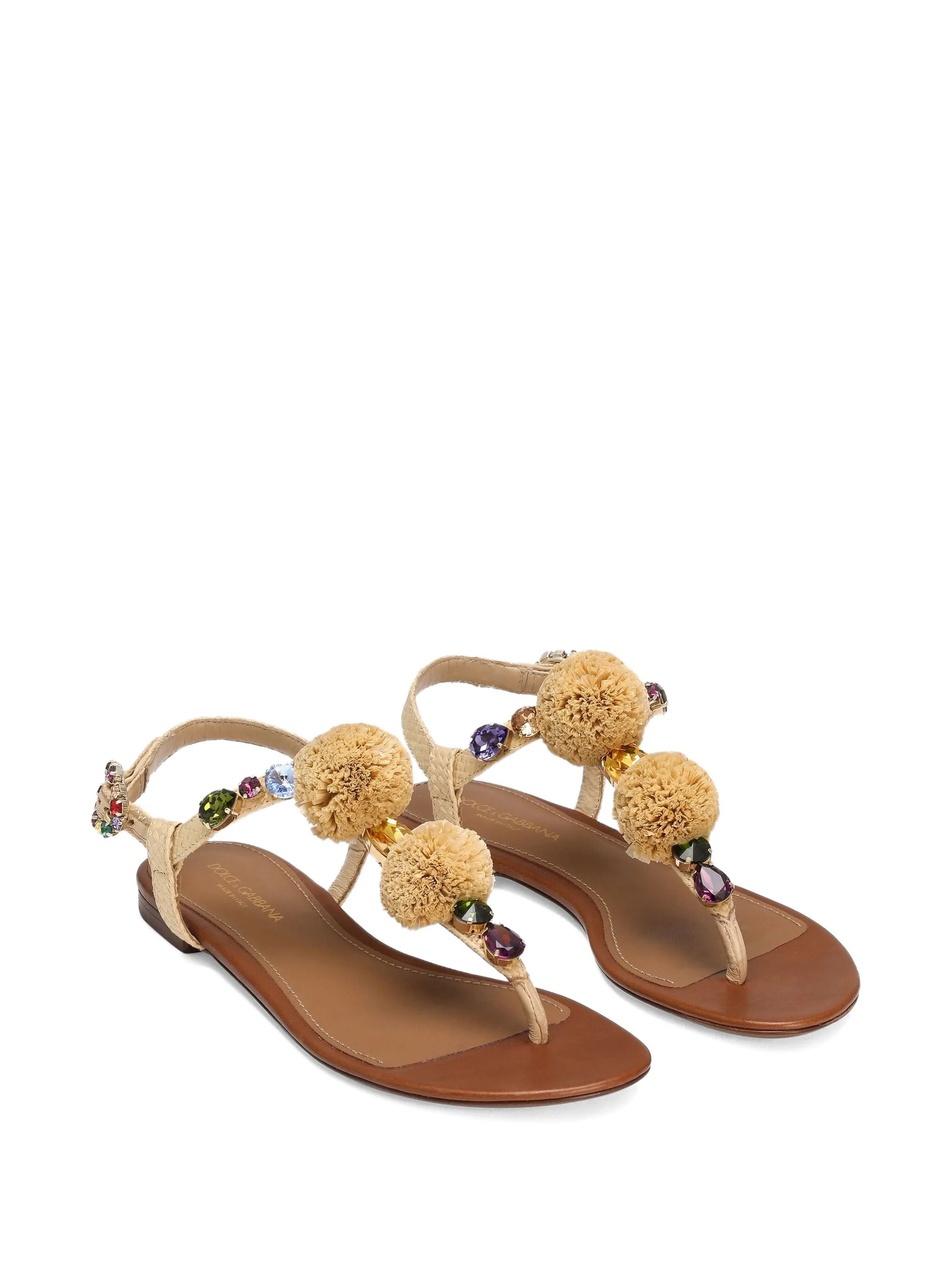 pompom-detail flat sandals