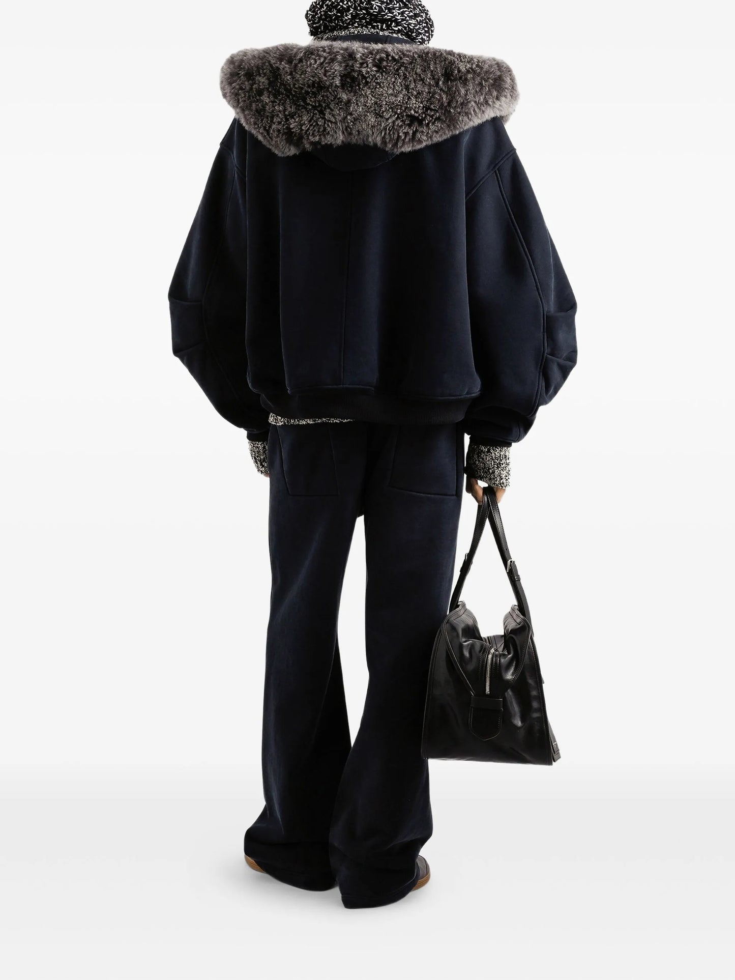fur-trimmed zip-up hoodie