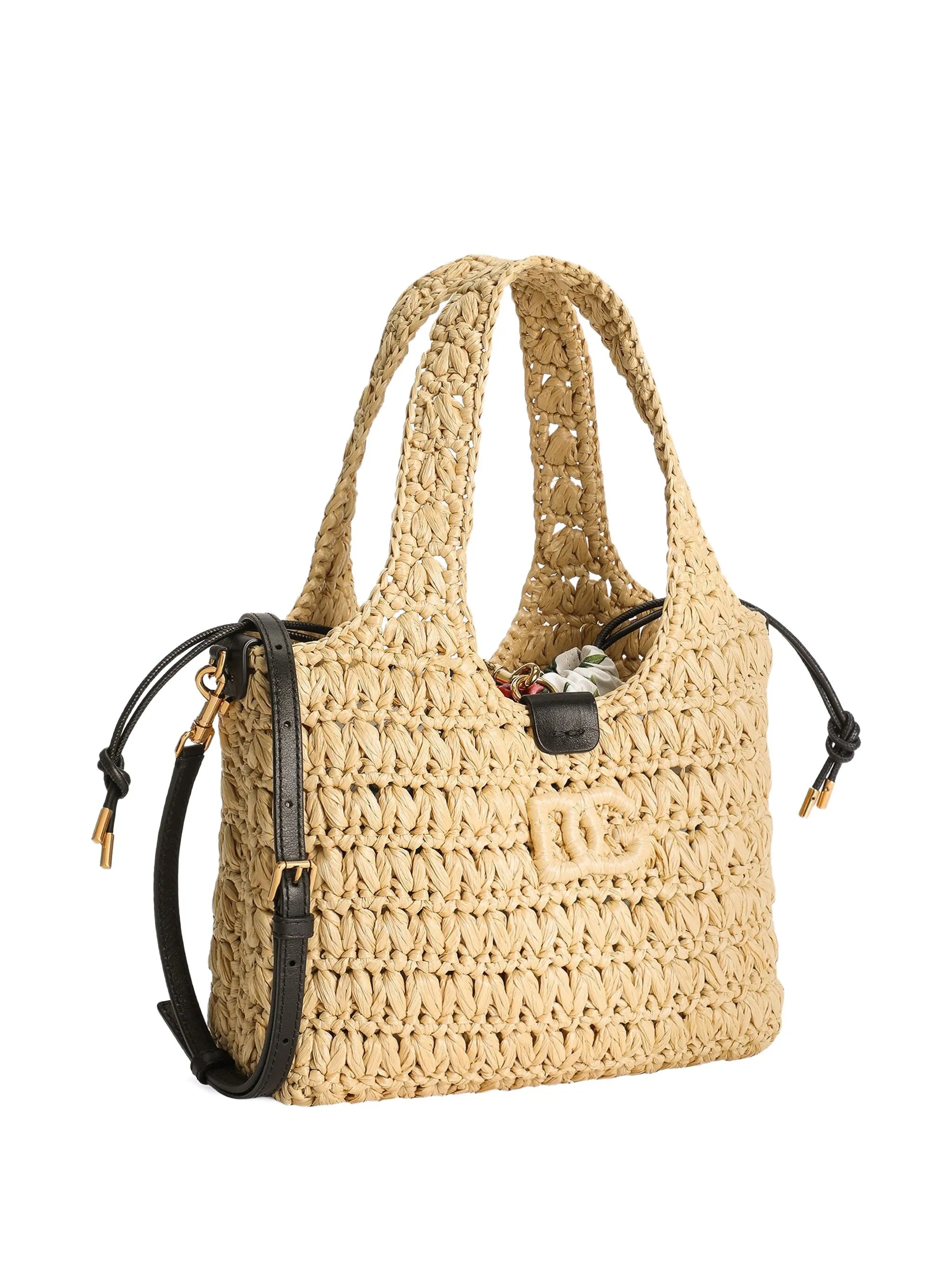 woven-raffia tote bag