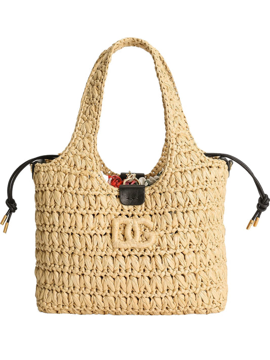 woven-raffia tote bag