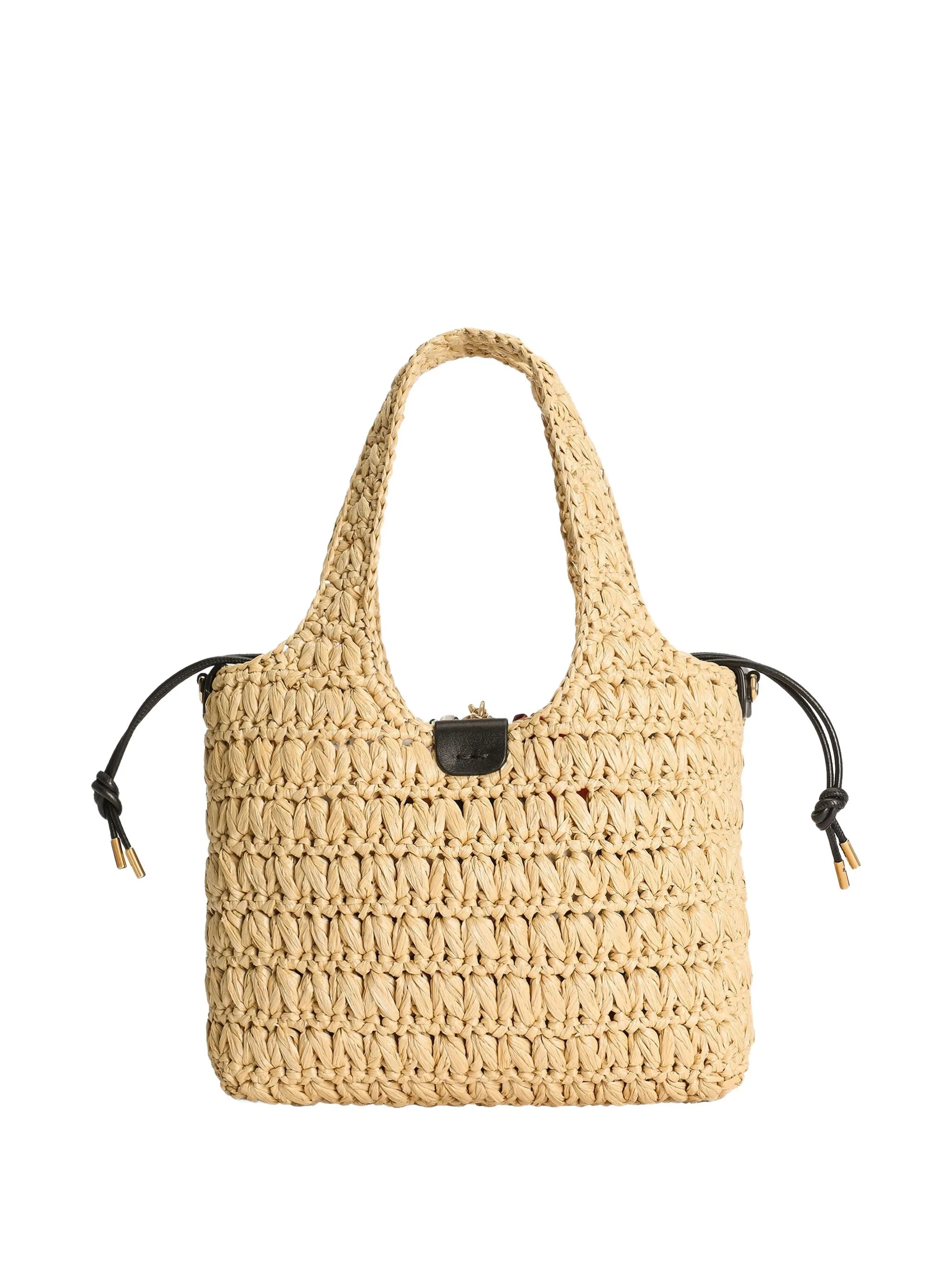 woven-raffia tote bag