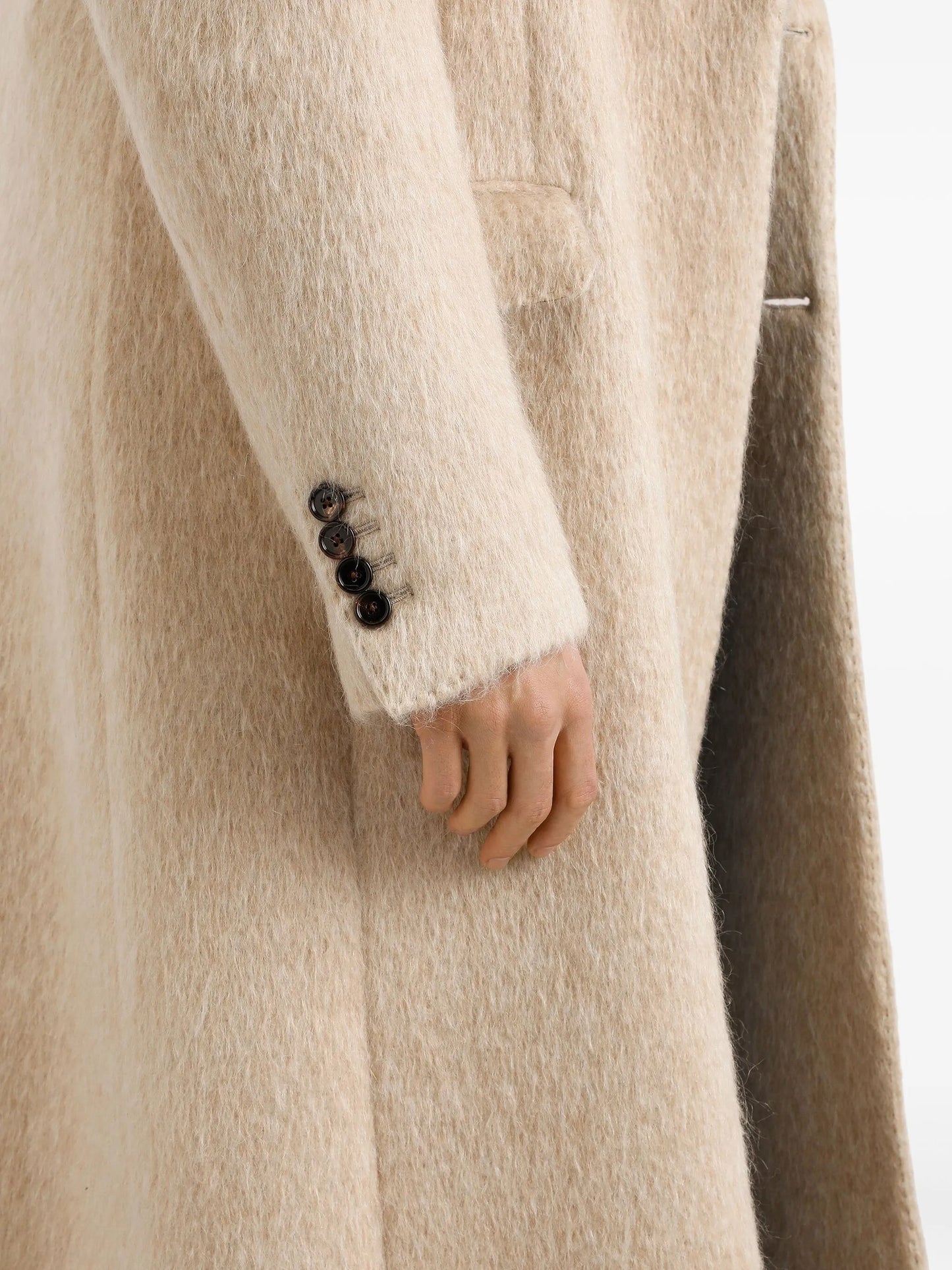 peak-lapel double-breasted coat