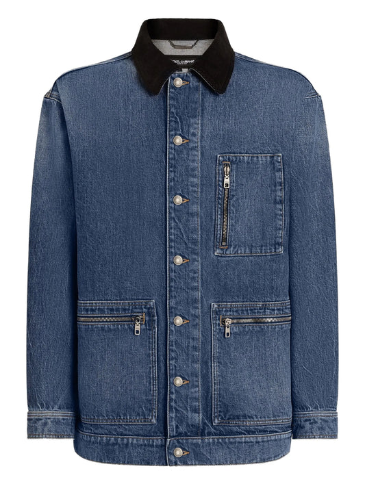 corduroy-collar denim jacket