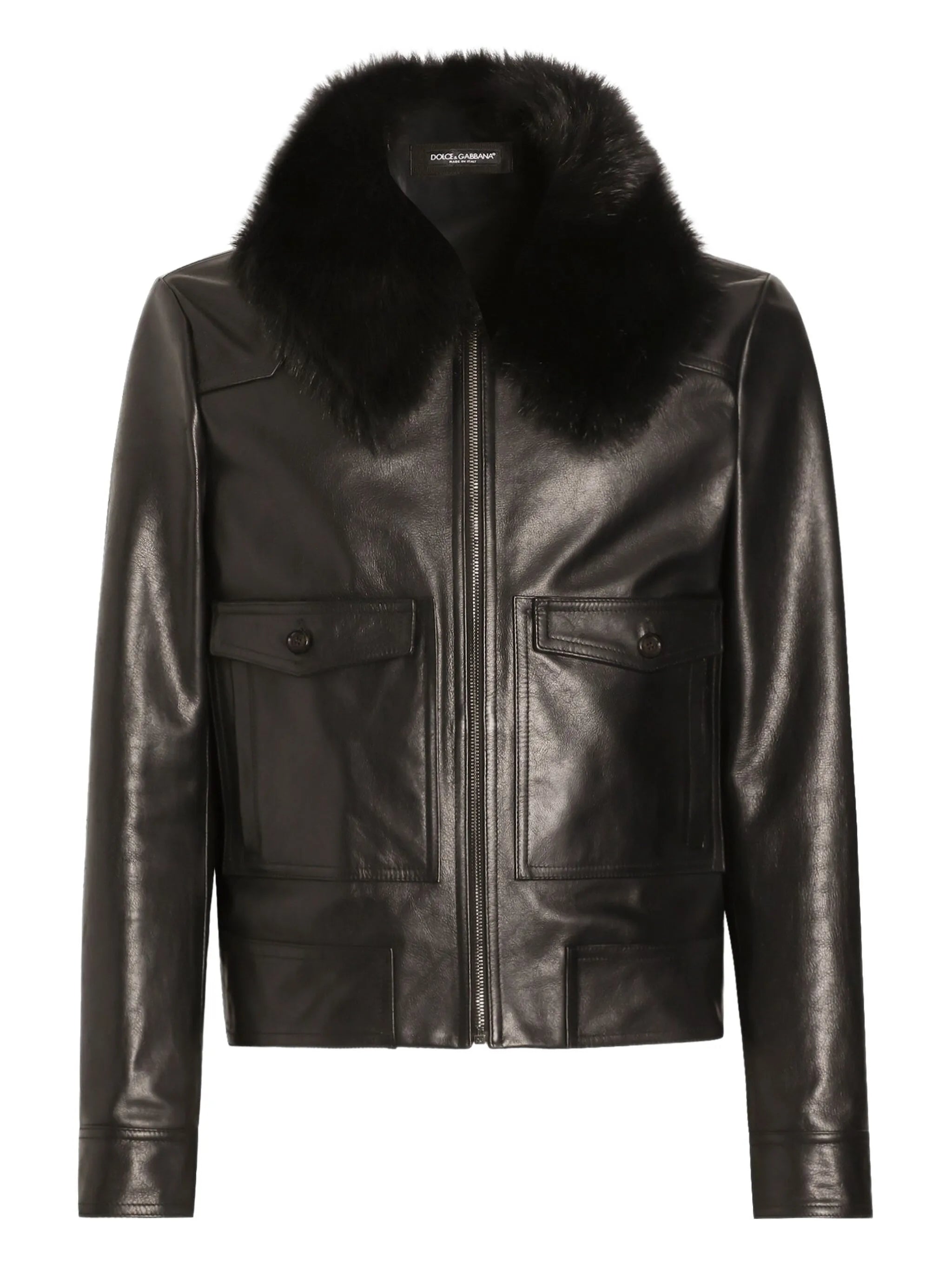fur-collar leather jacket
