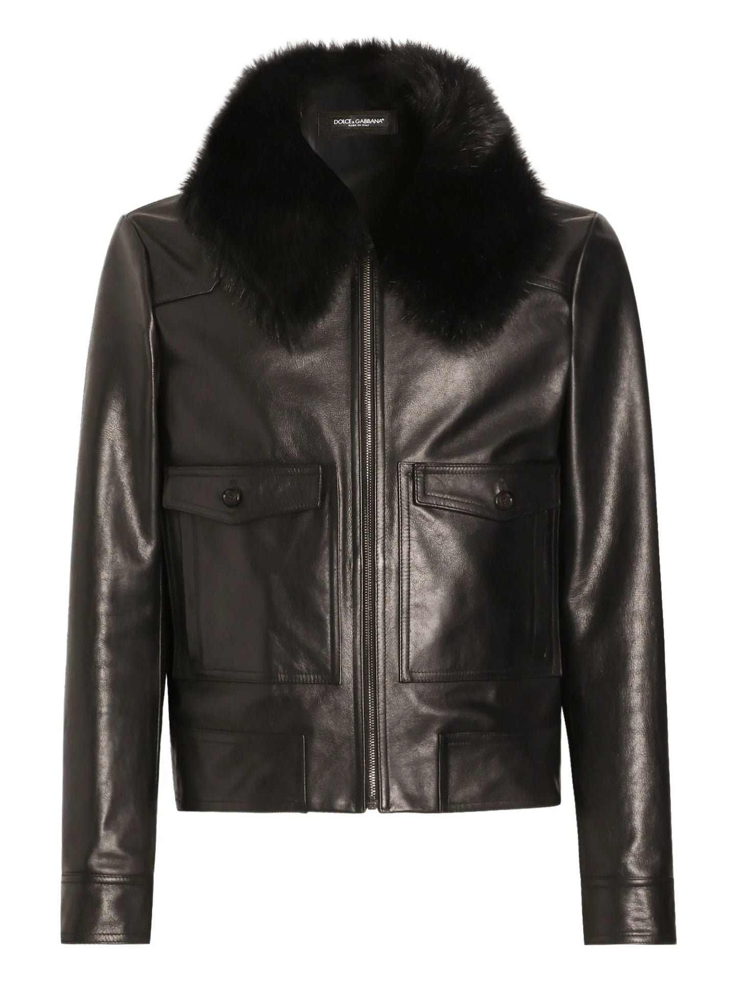 fur-collar leather jacket
