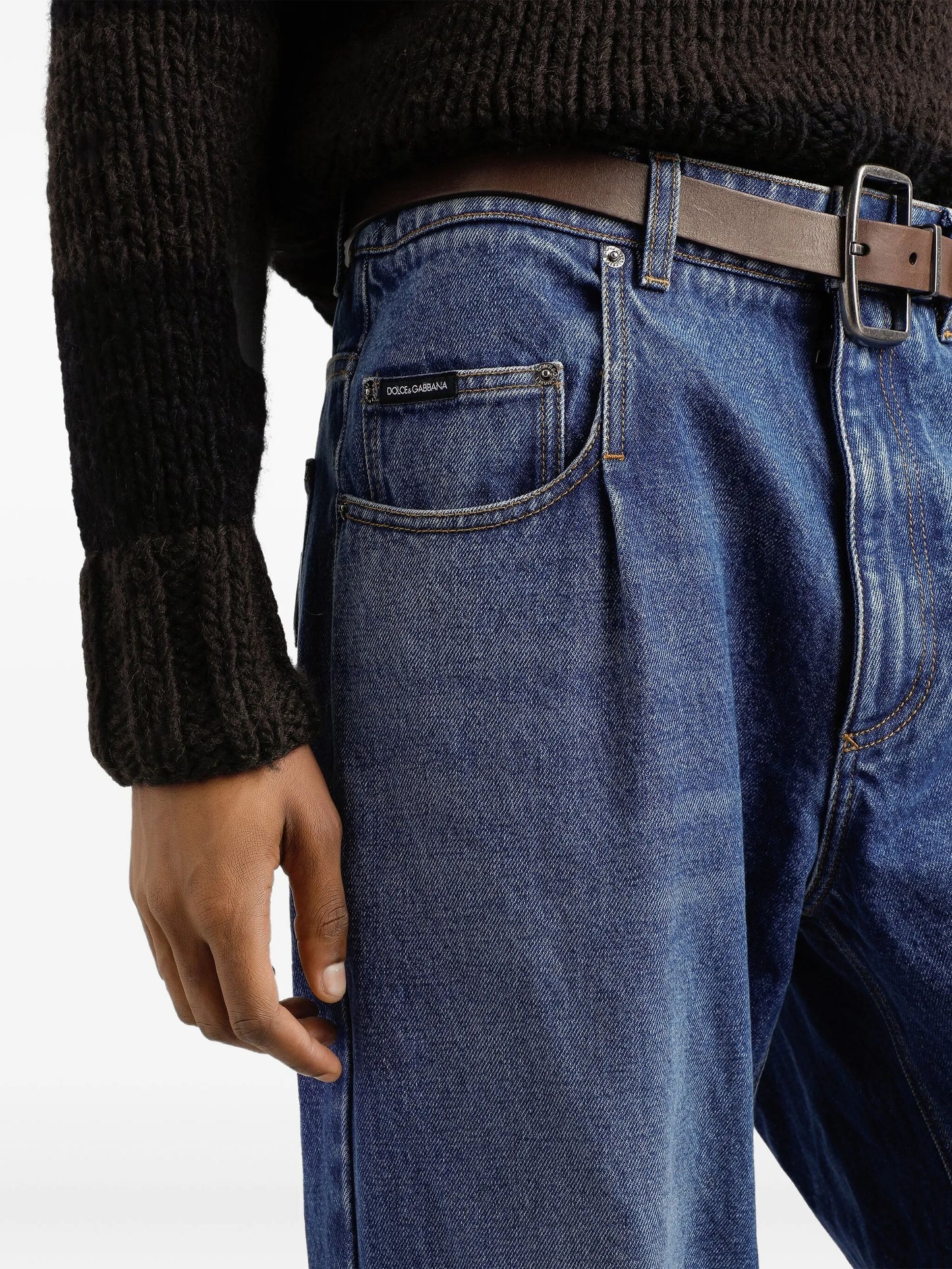 logo-plaque cotton jeans