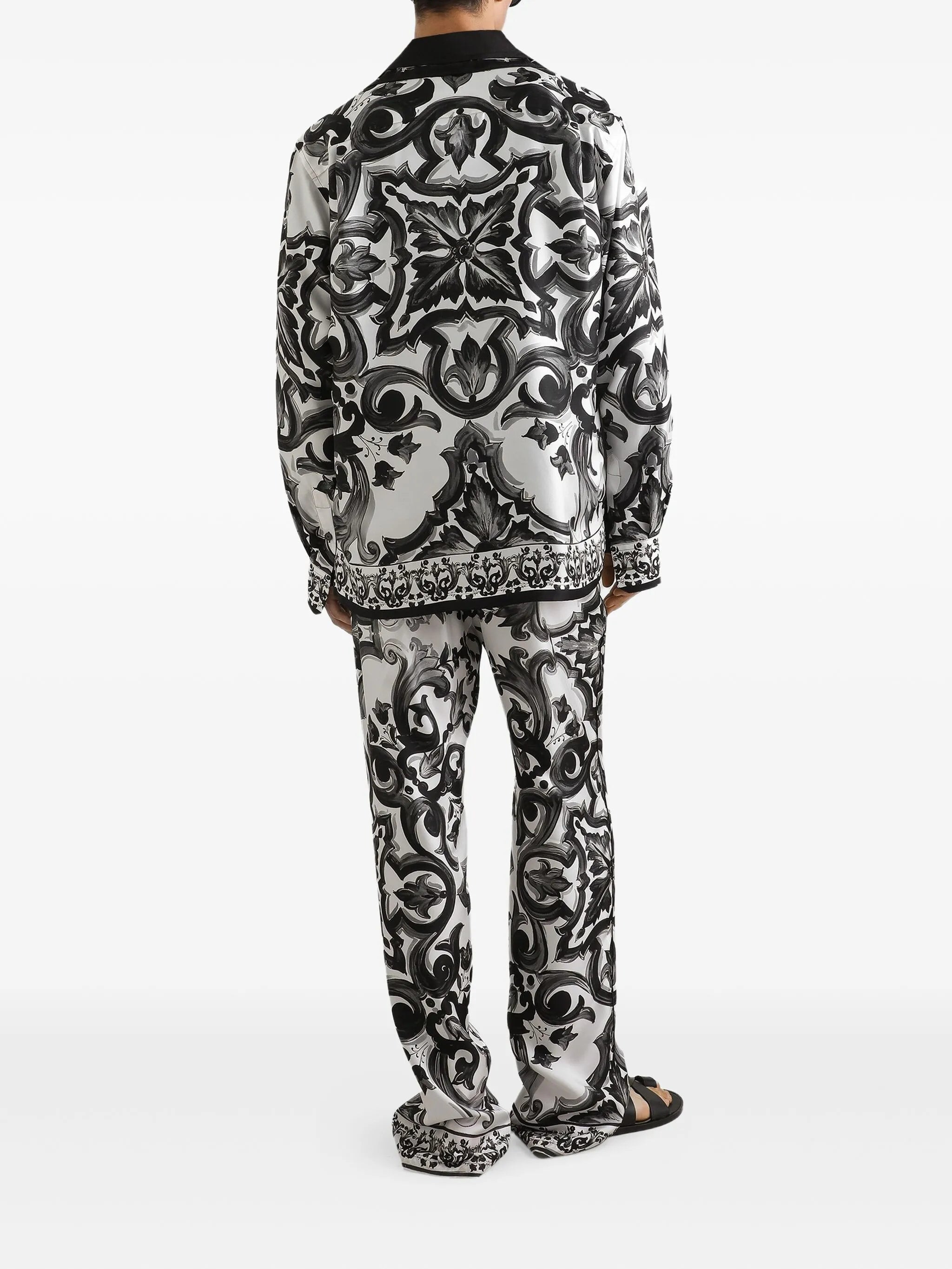 Majolica-print trousers