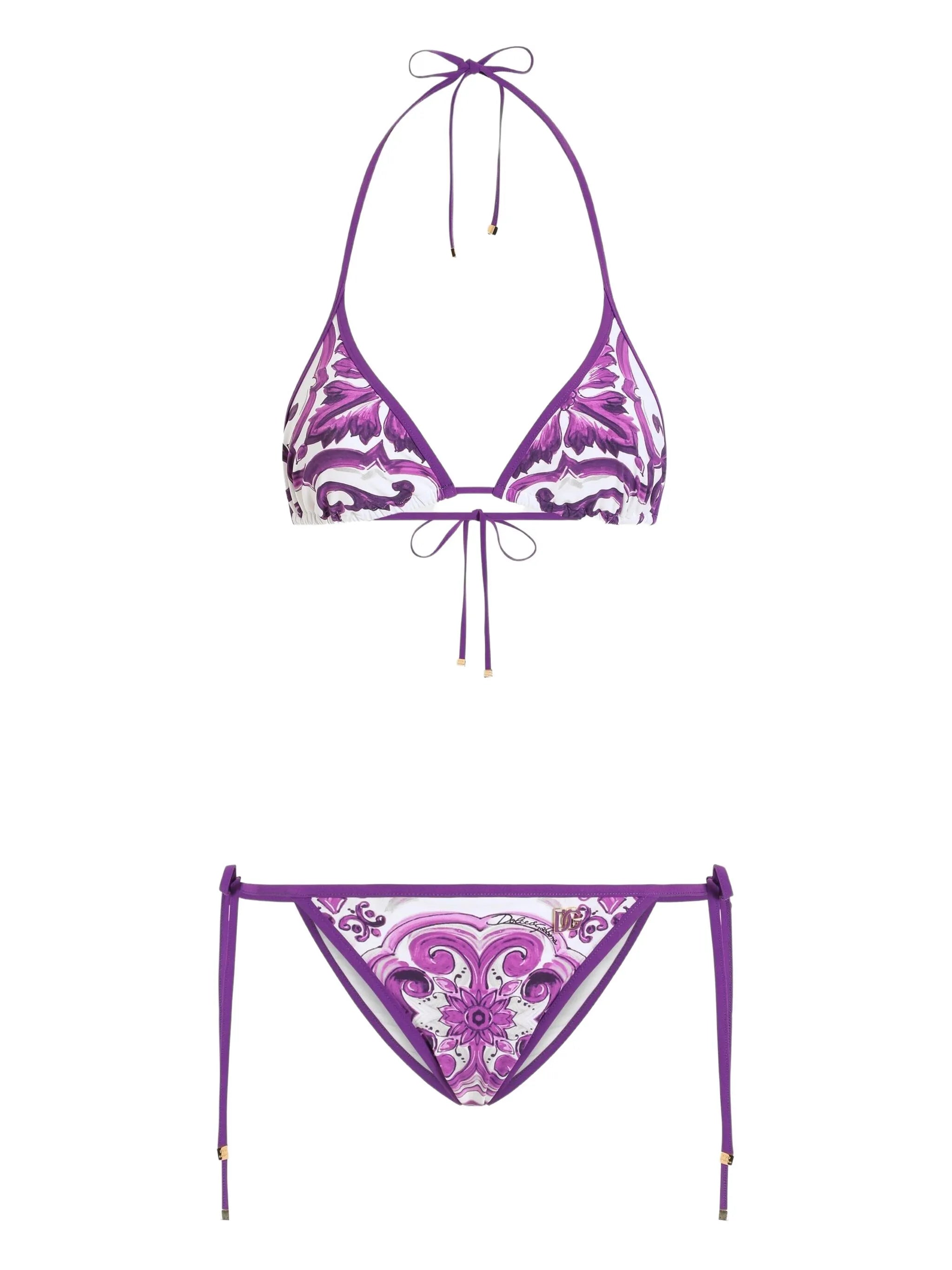 Majolica-print bikini