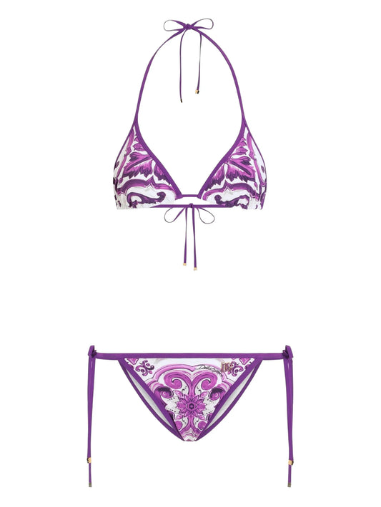 Majolica-print bikini