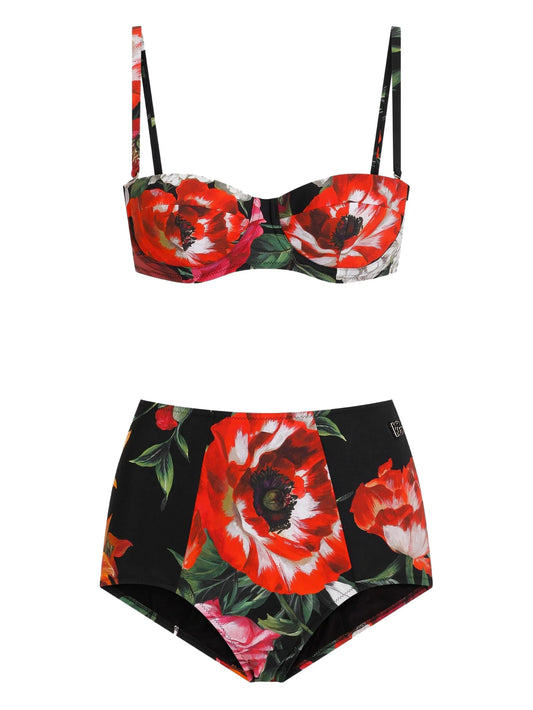 floral-print bikini set