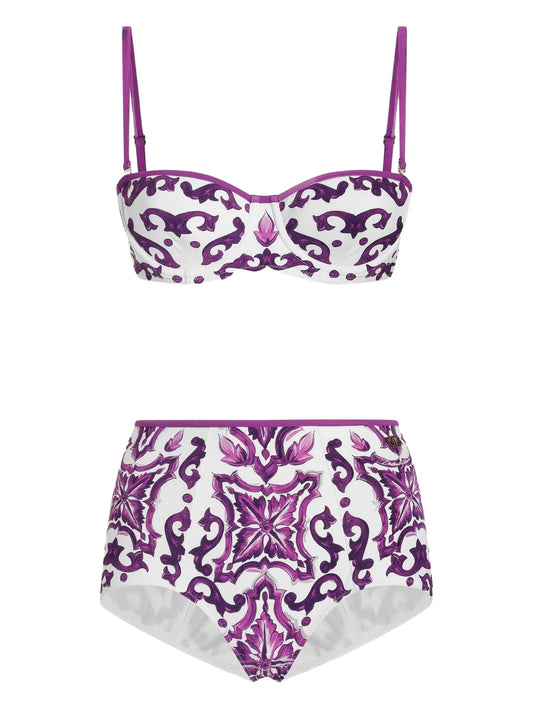 Maiolica-print bikini set