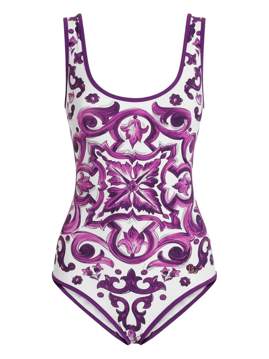 Majolica-print swimsuit