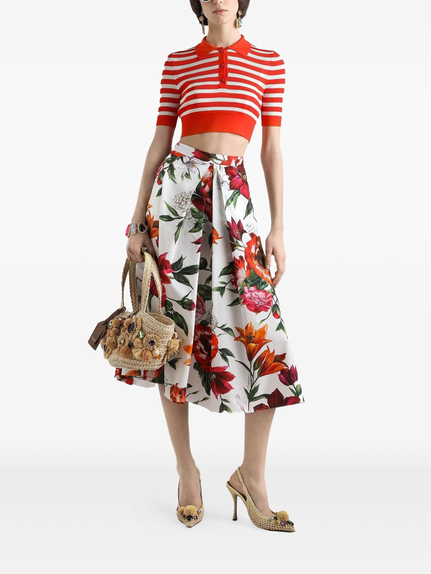 floral-print midi skirt