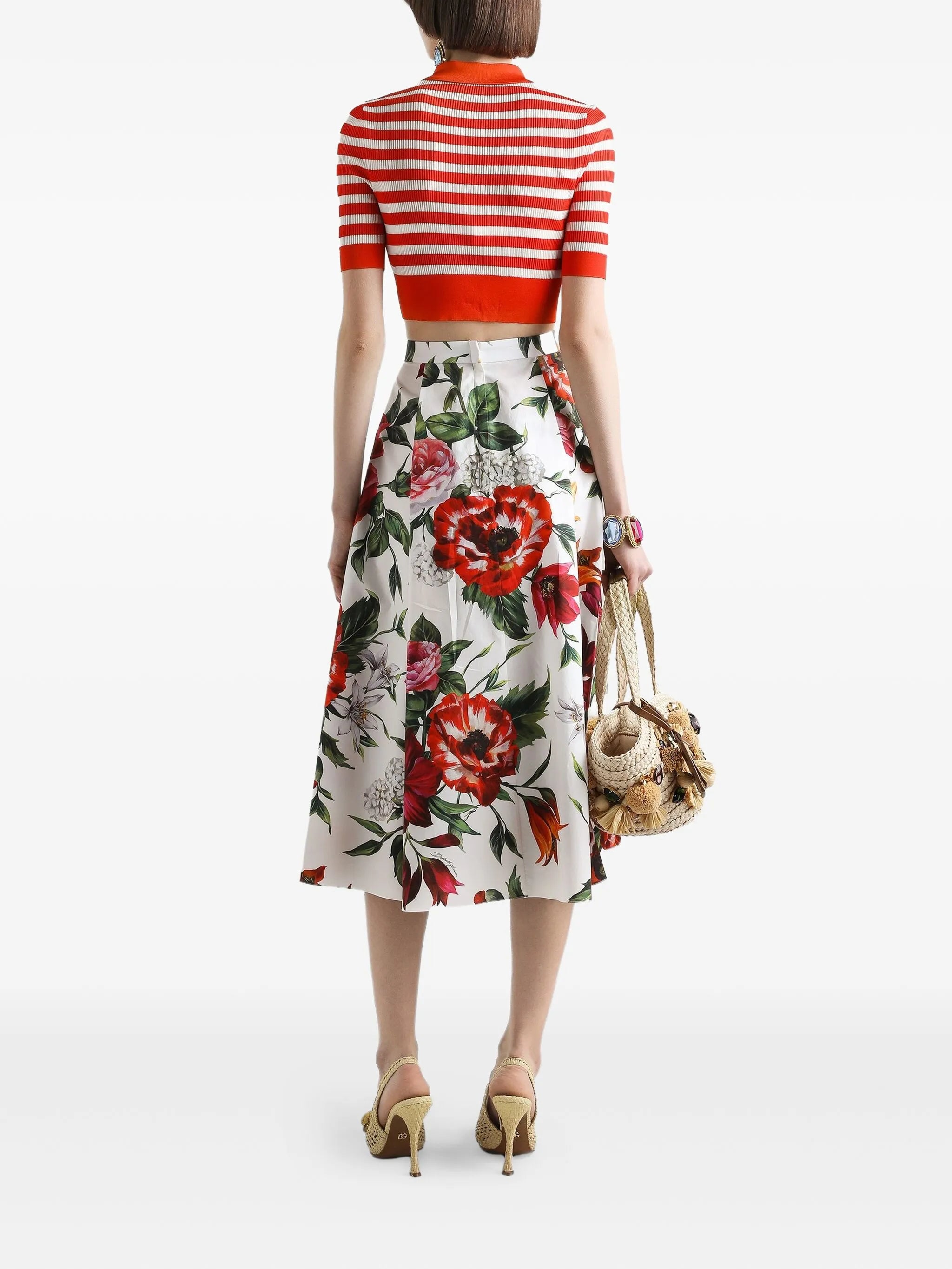 floral-print midi skirt