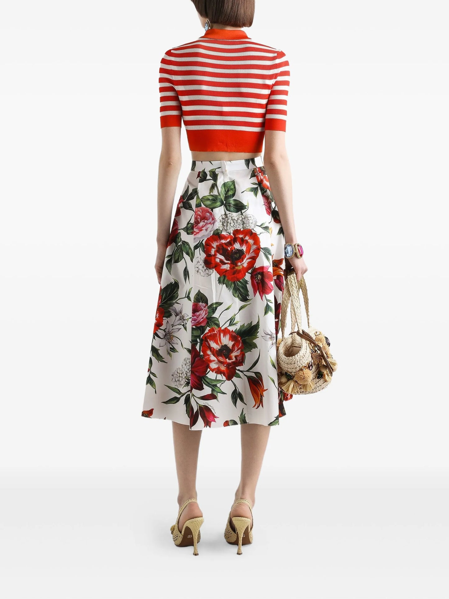 floral-print midi skirt