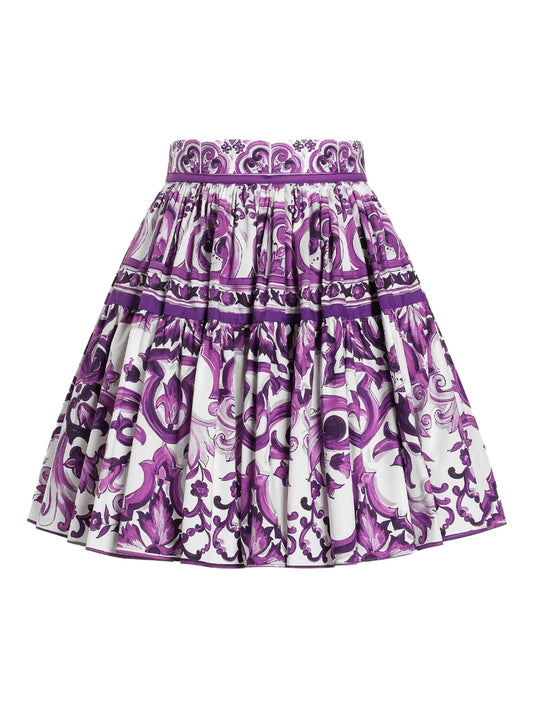 Majolica-print mini skirt