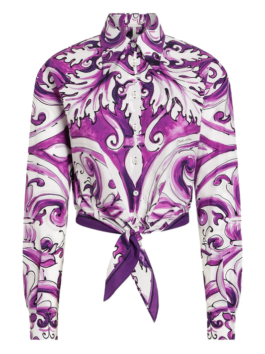 graphic-print cotton shirt