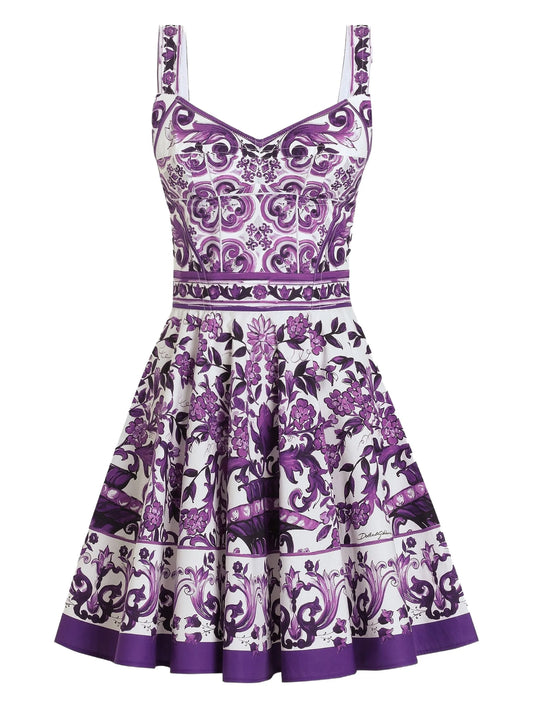 Majolica-print mini dress