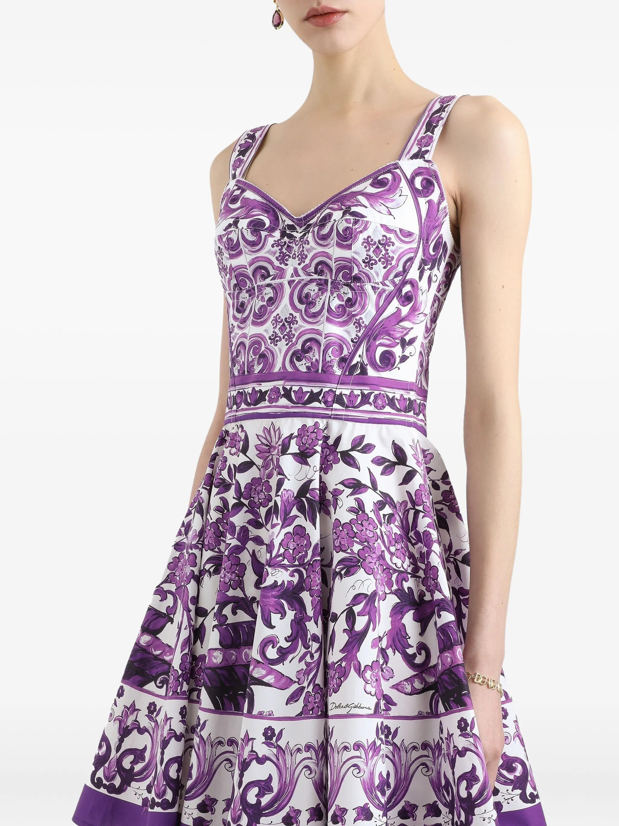 Majolica-print mini dress