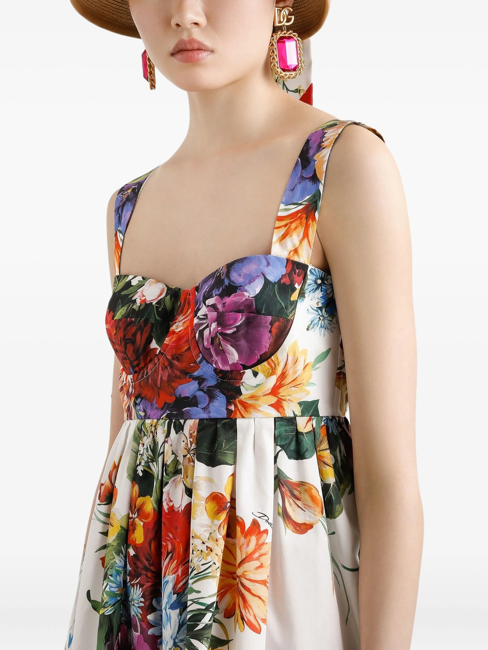floral-print mini dress