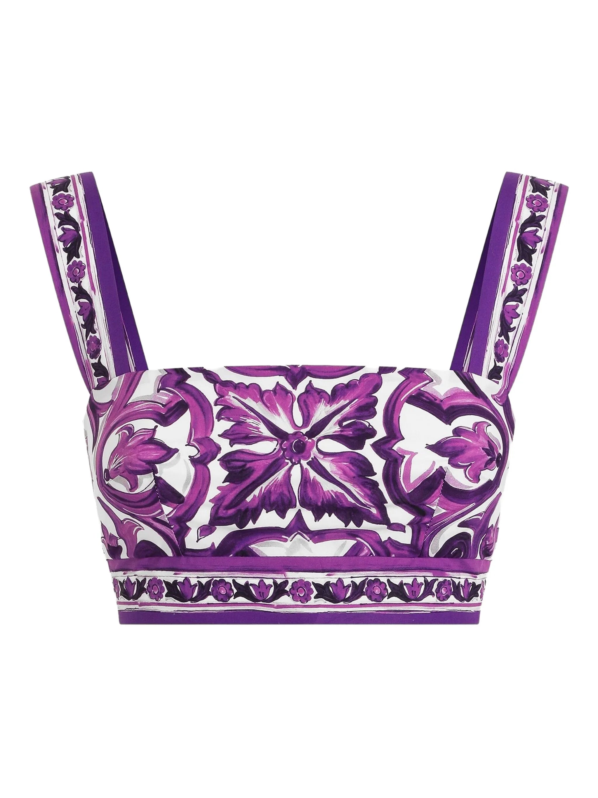 Majolica-print bralette top