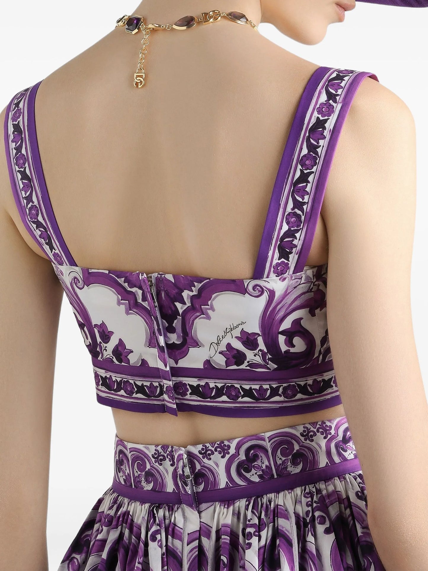 Majolica-print bralette top