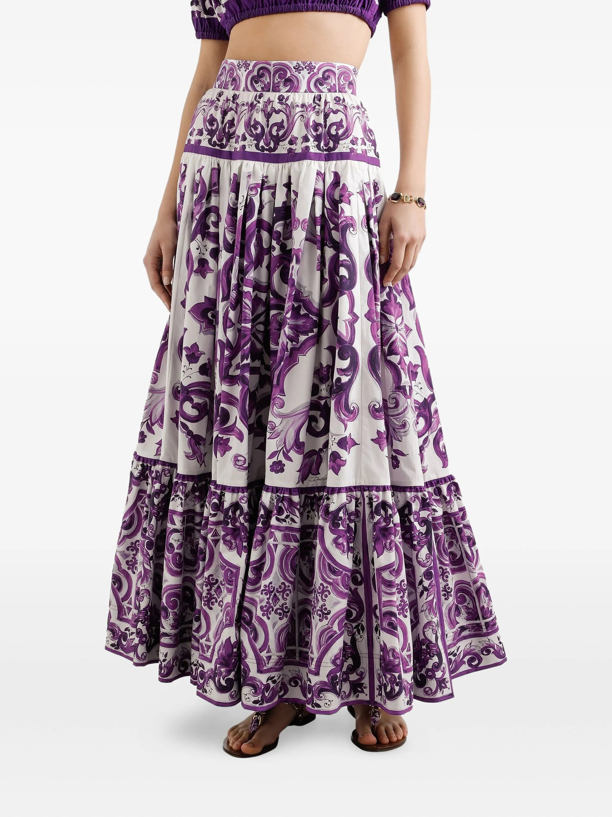Majolica-print maxi skirt