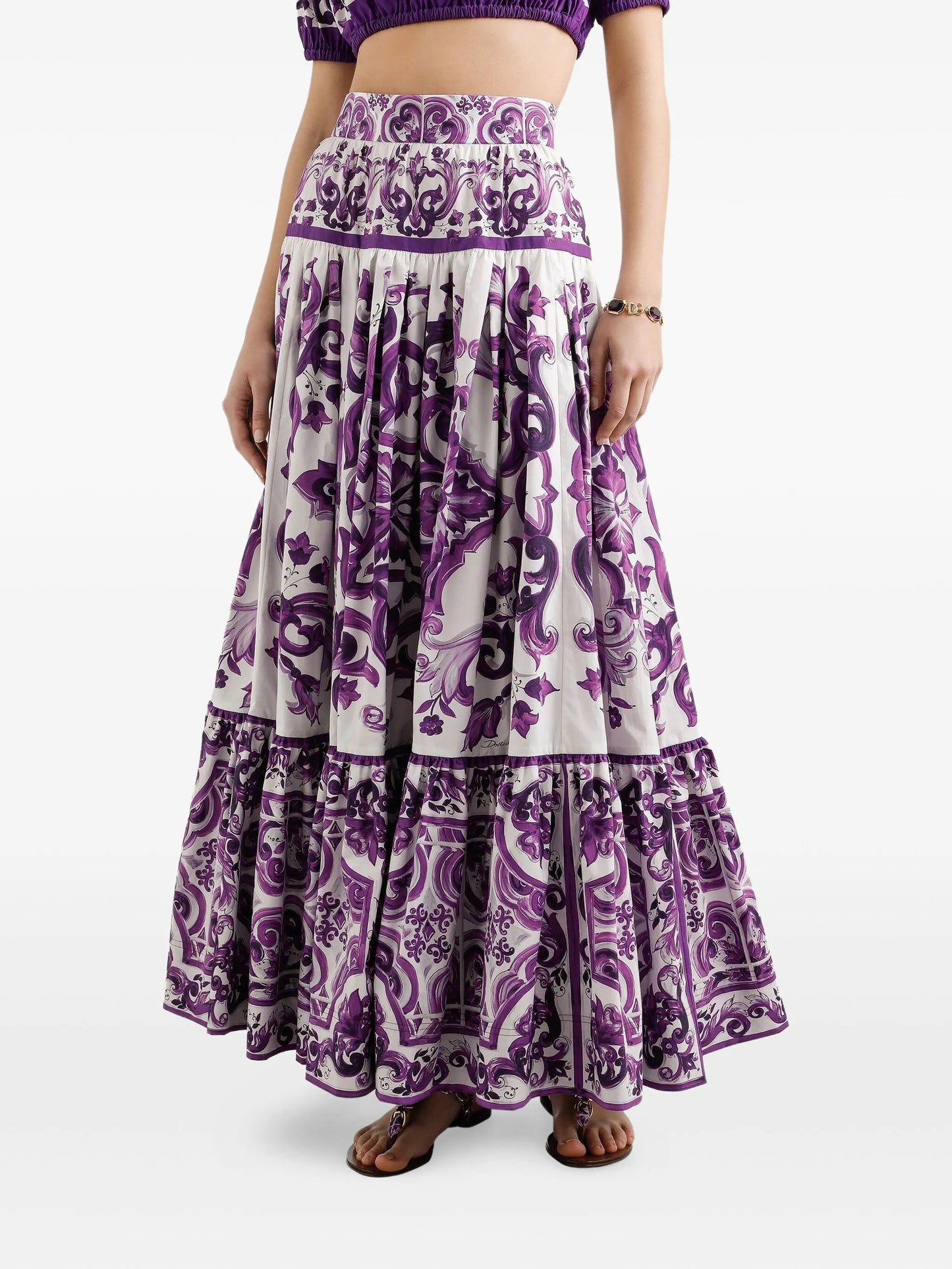 Majolica-print maxi skirt