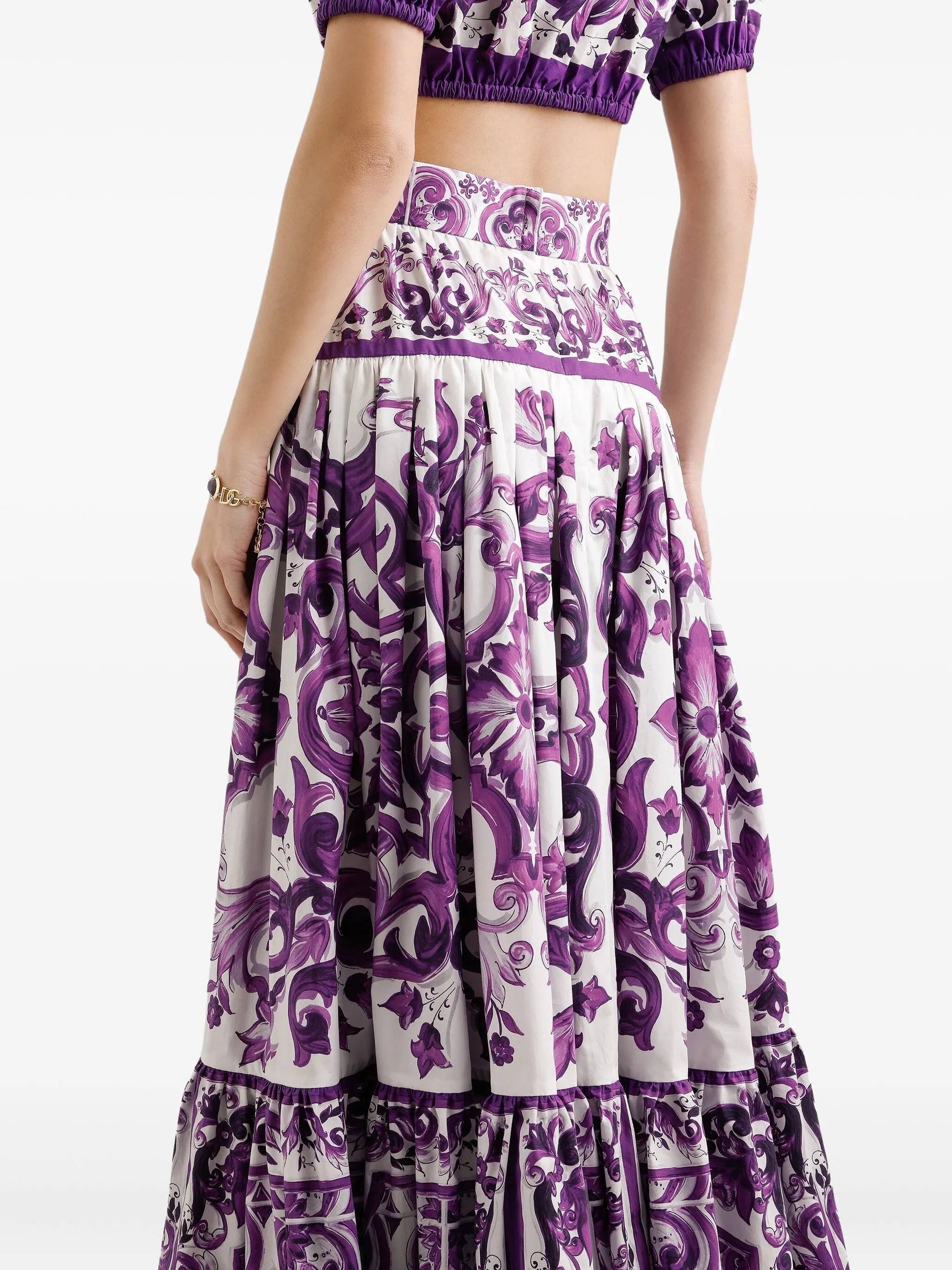 Majolica-print maxi skirt