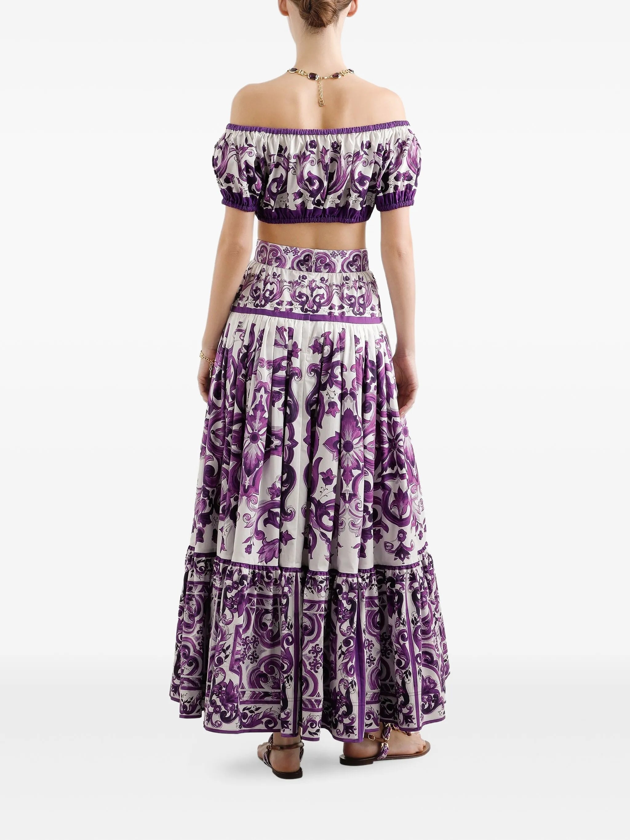 Majolica-print maxi skirt
