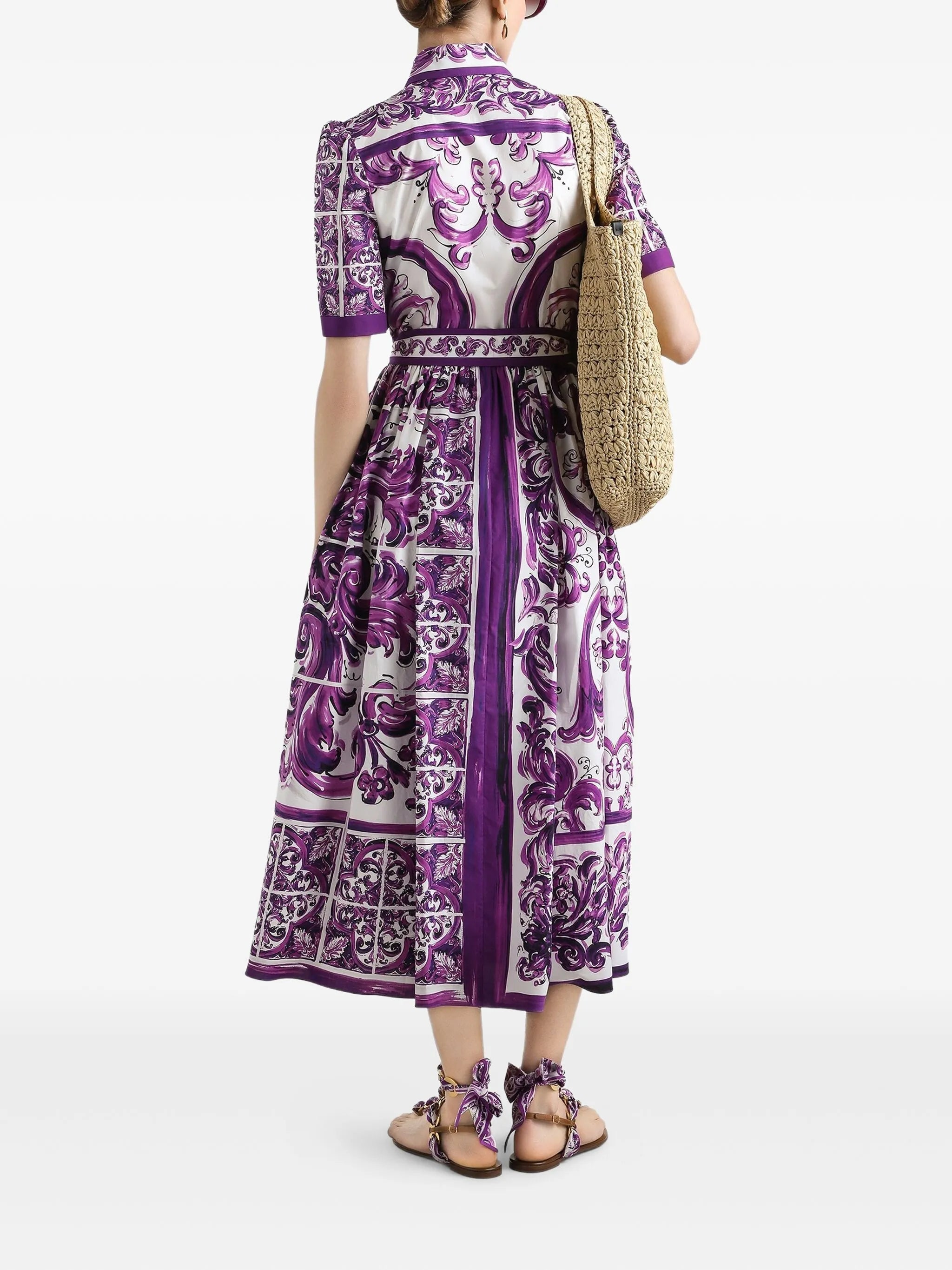 Majolica-print midi dress