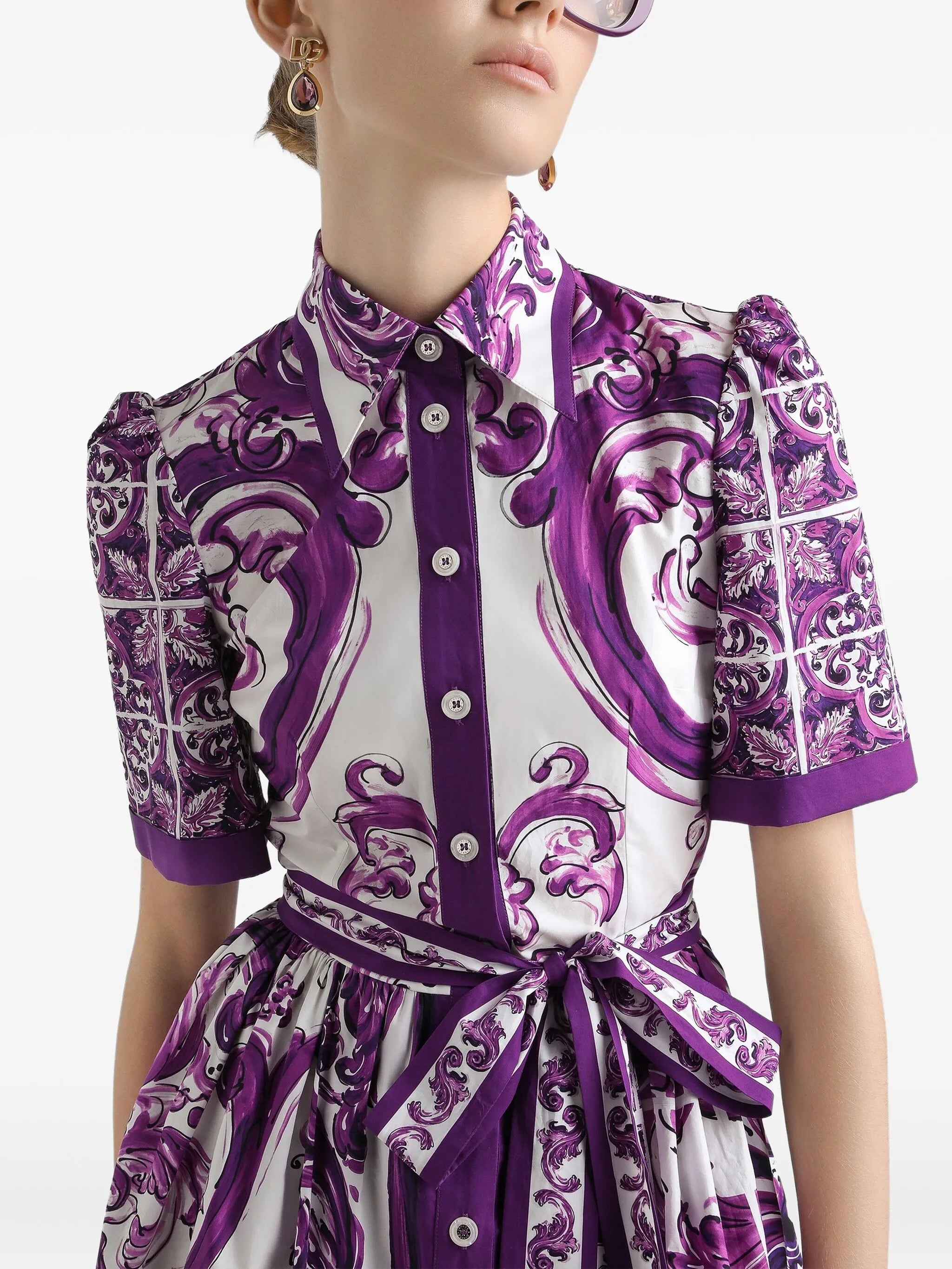 Majolica-print midi dress