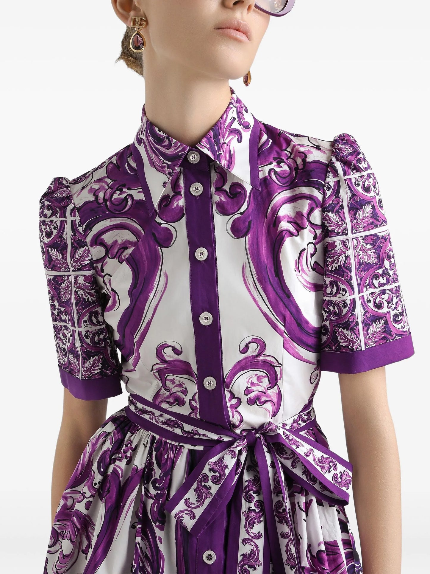 Majolica-print midi dress