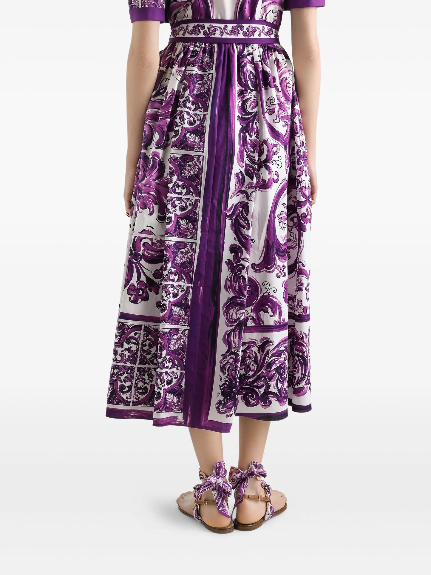 Majolica-print midi dress