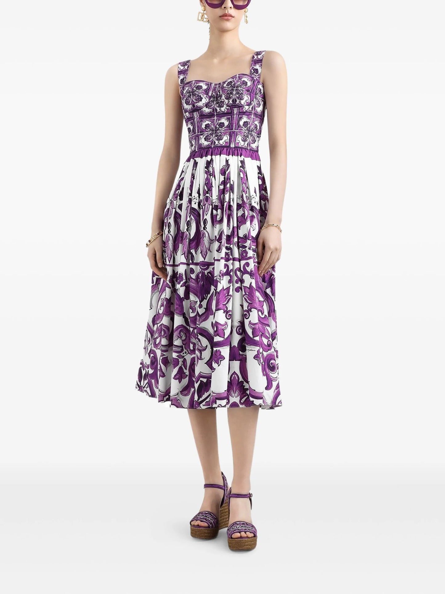 Majolica-print midi dress