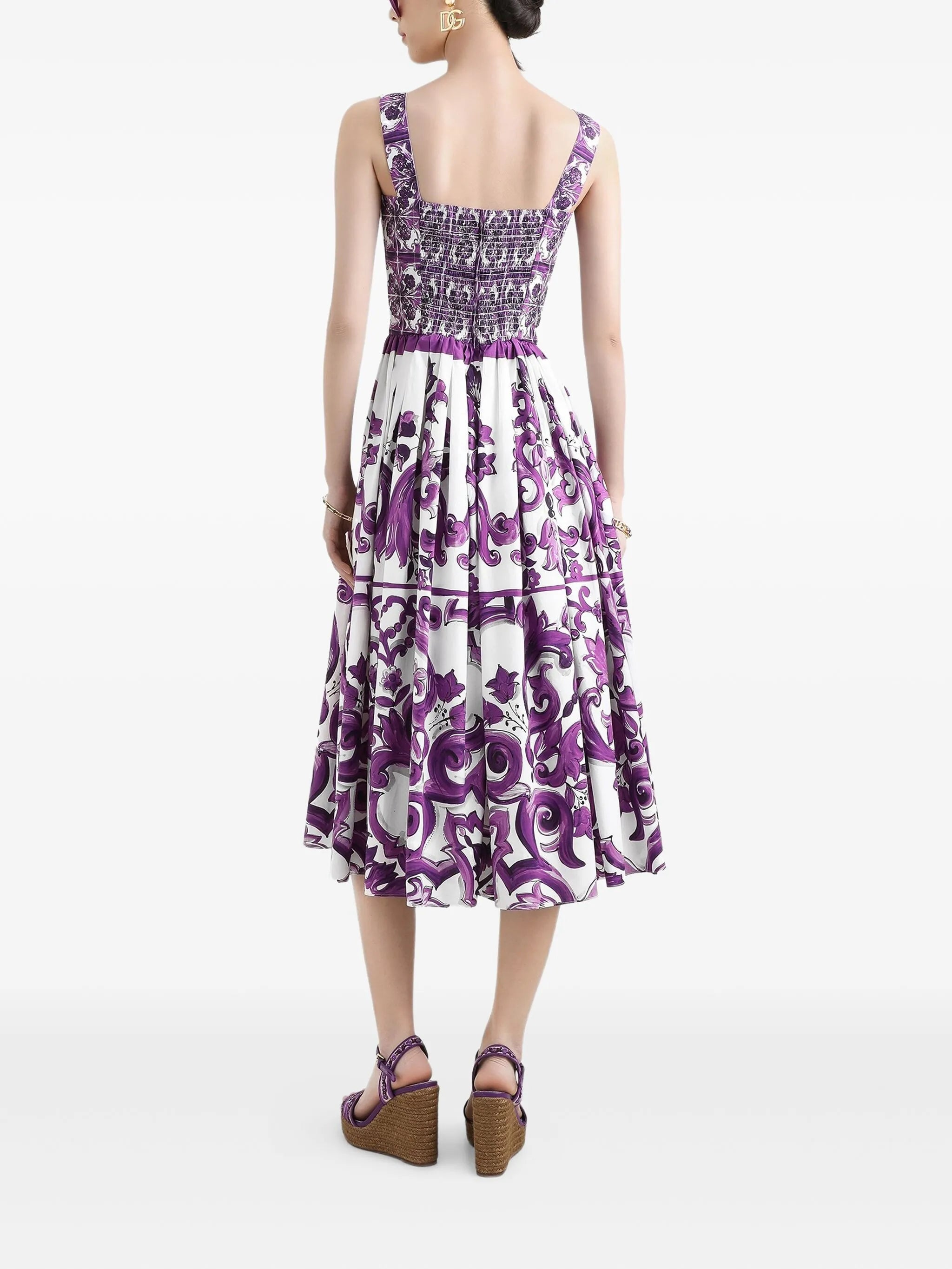 Majolica-print midi dress