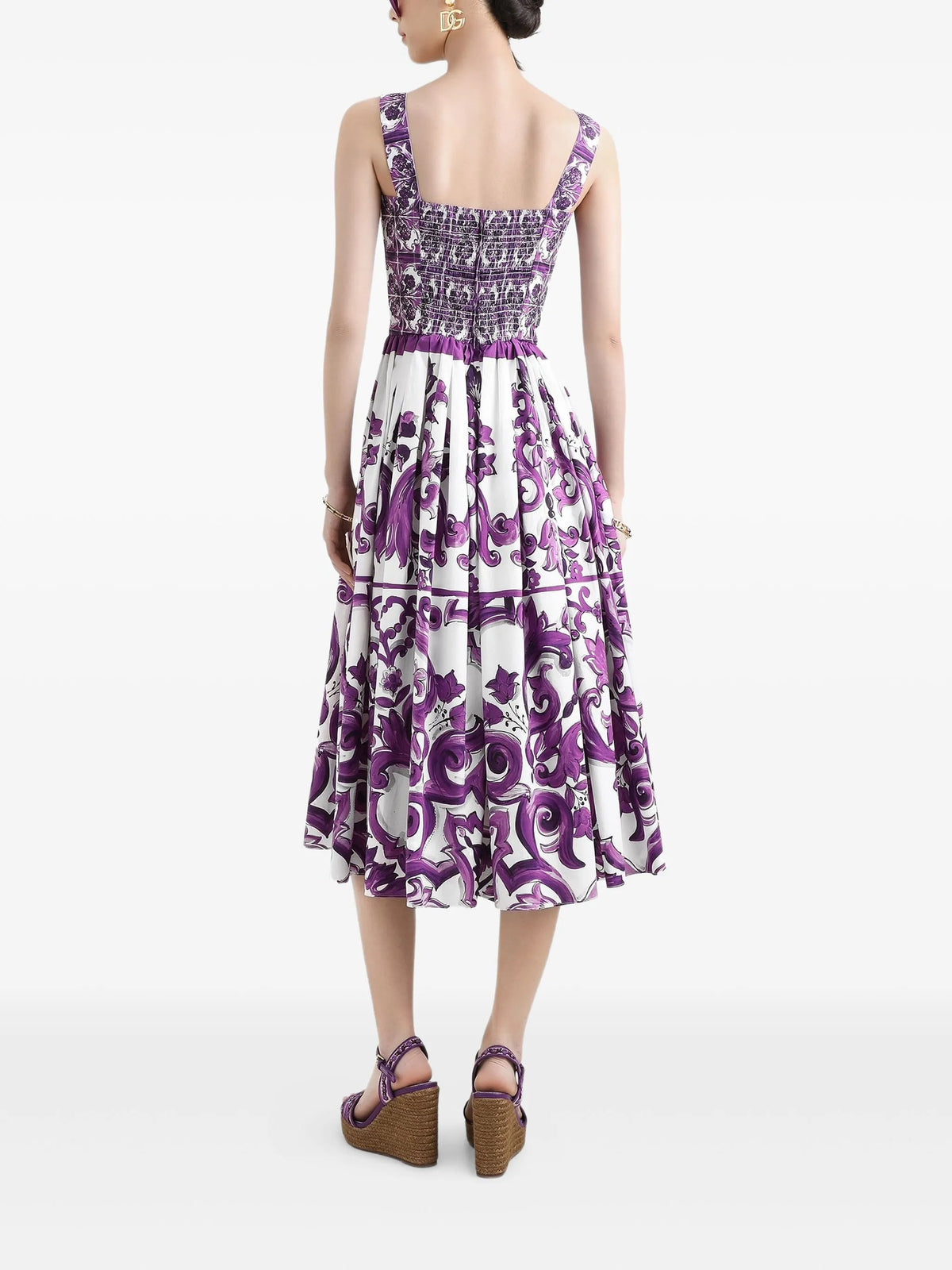 Majolica-print midi dress