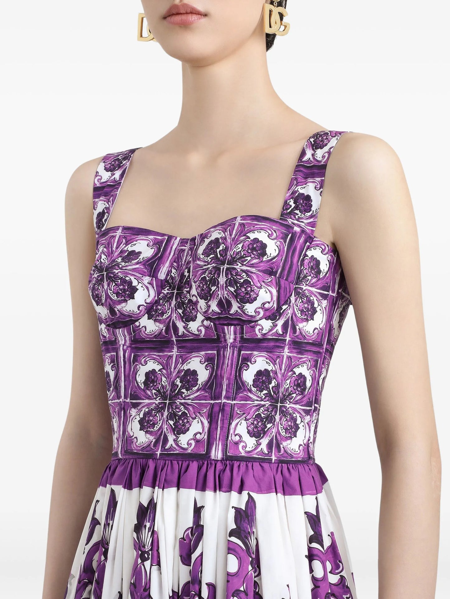 Majolica-print midi dress