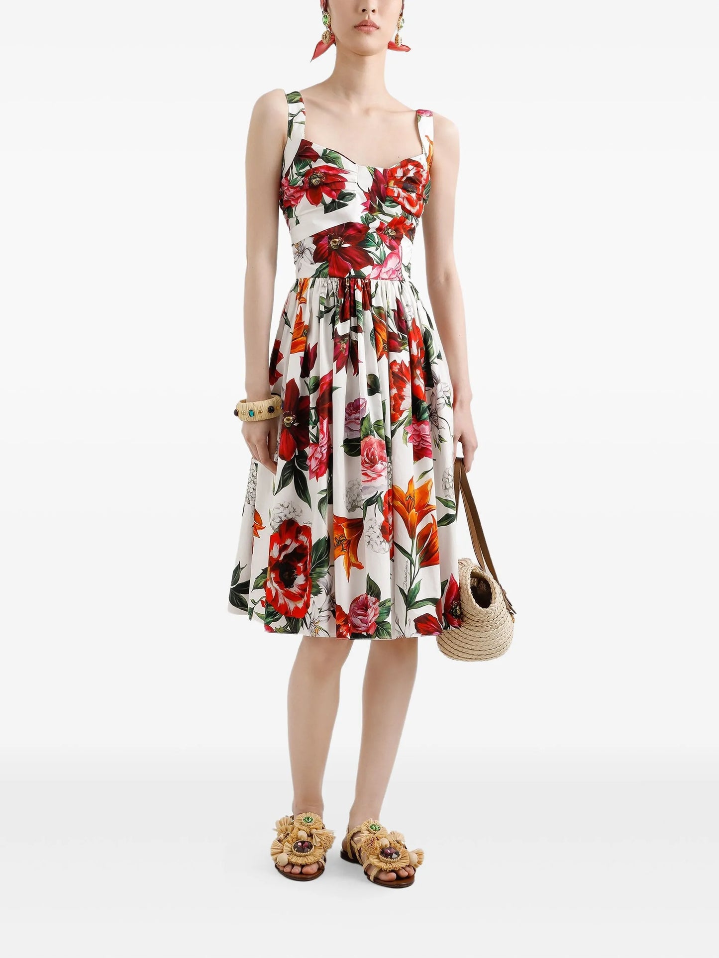 floral-print midi dress