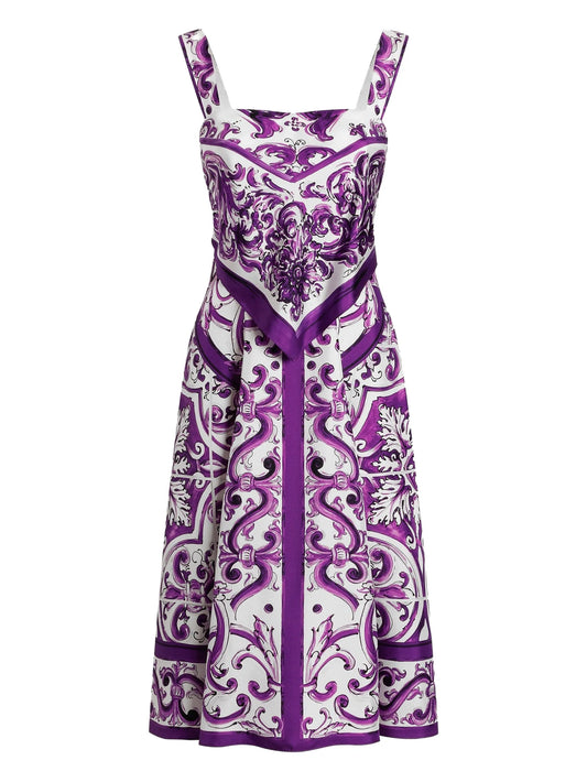 Majolica-print midi dress