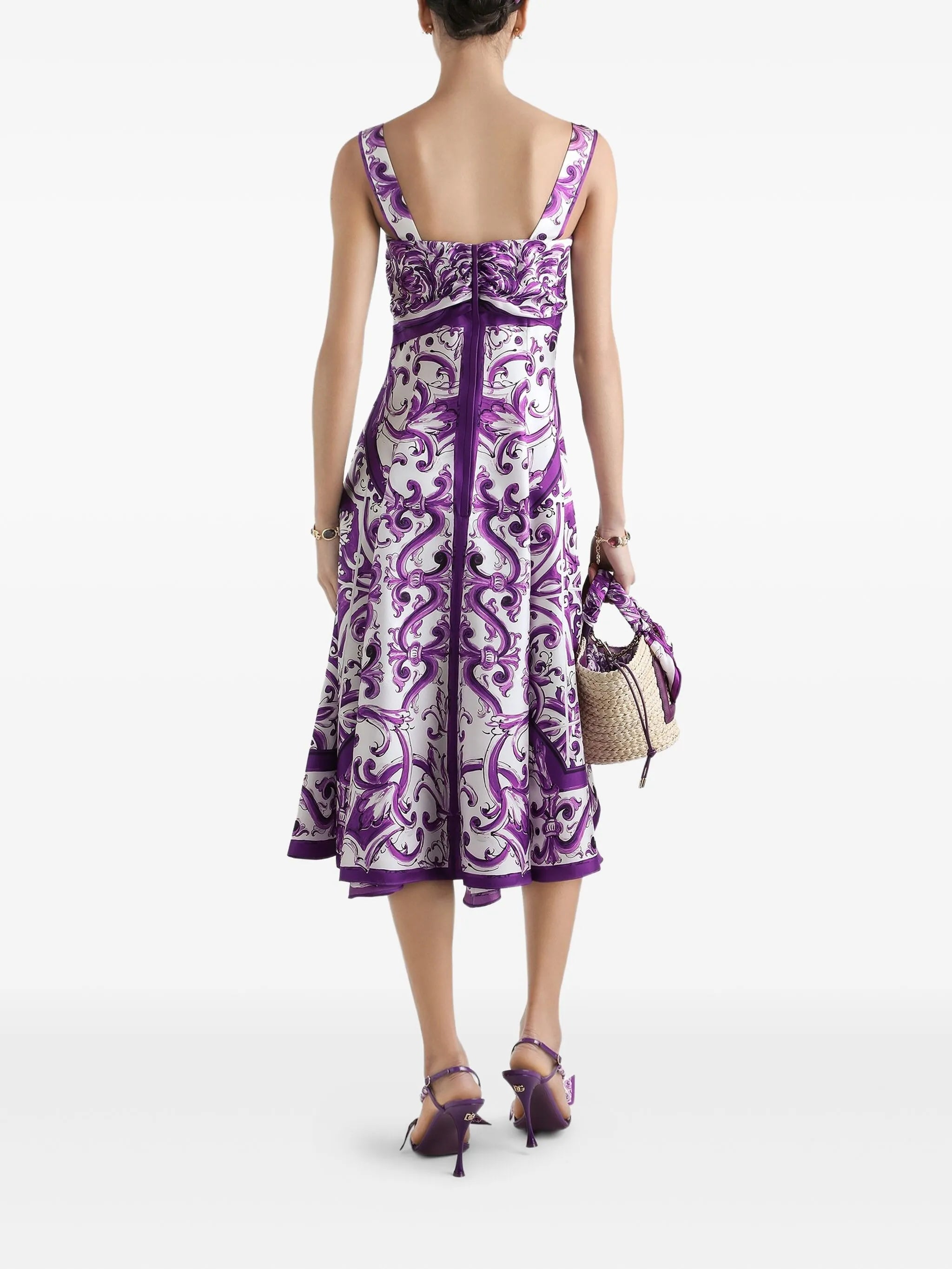 Majolica-print midi dress