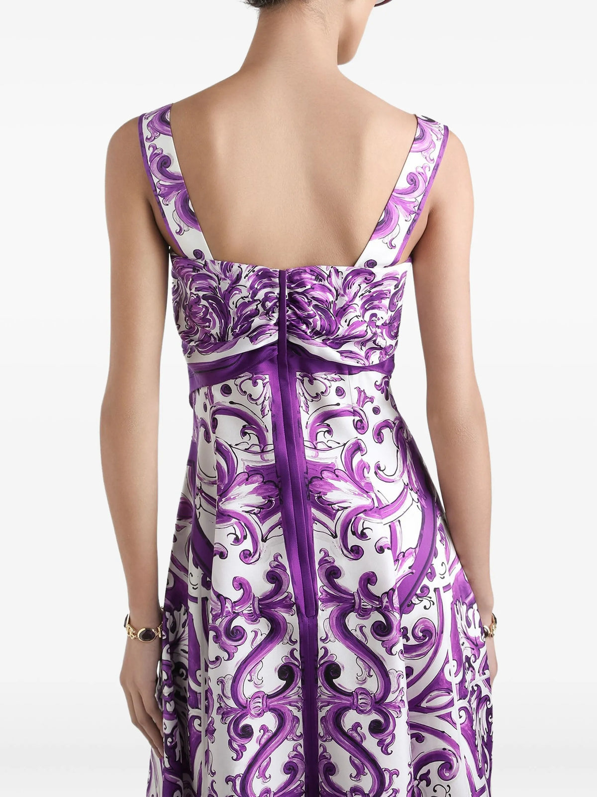 Majolica-print midi dress
