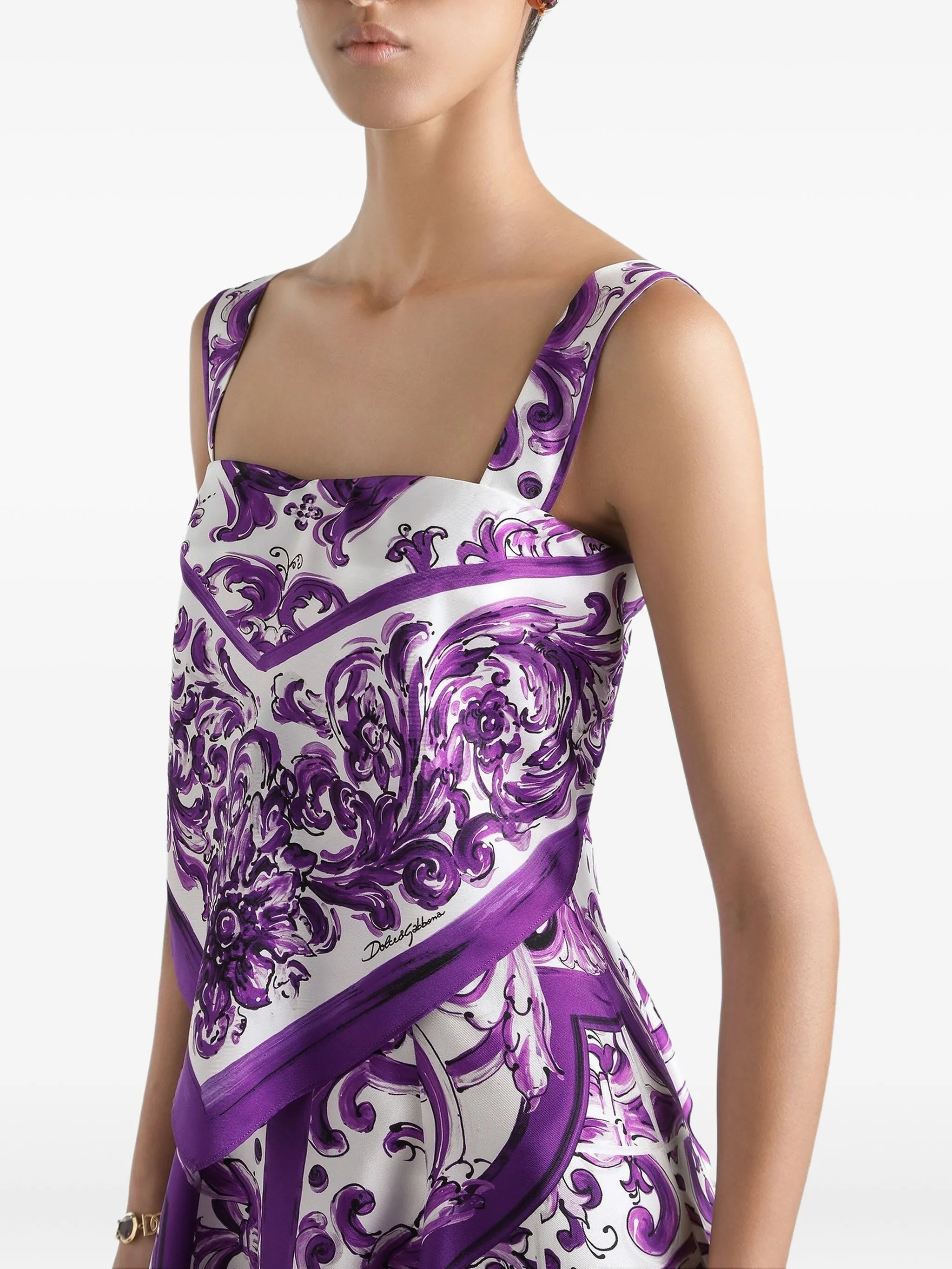 Majolica-print midi dress