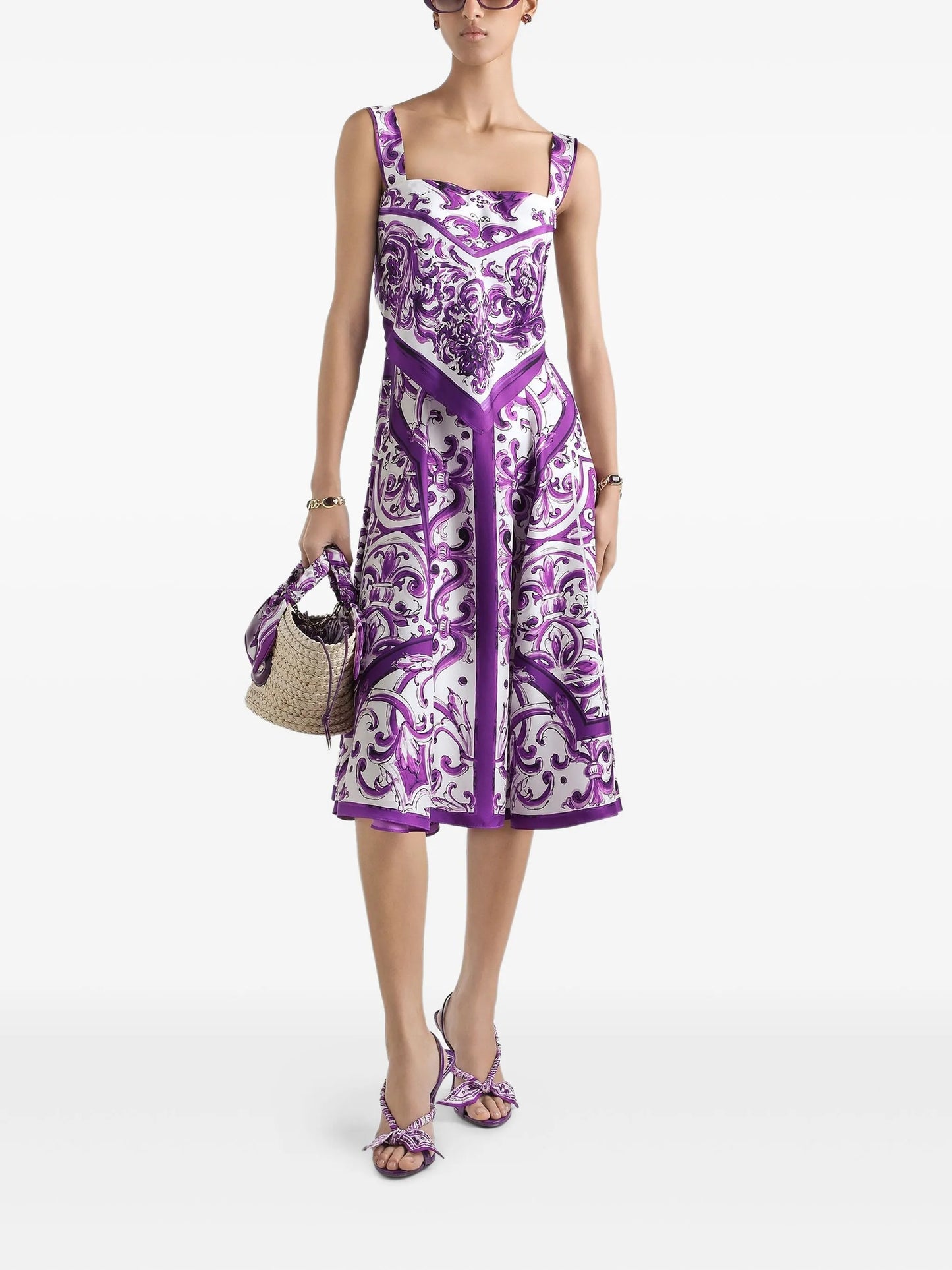 Majolica-print midi dress