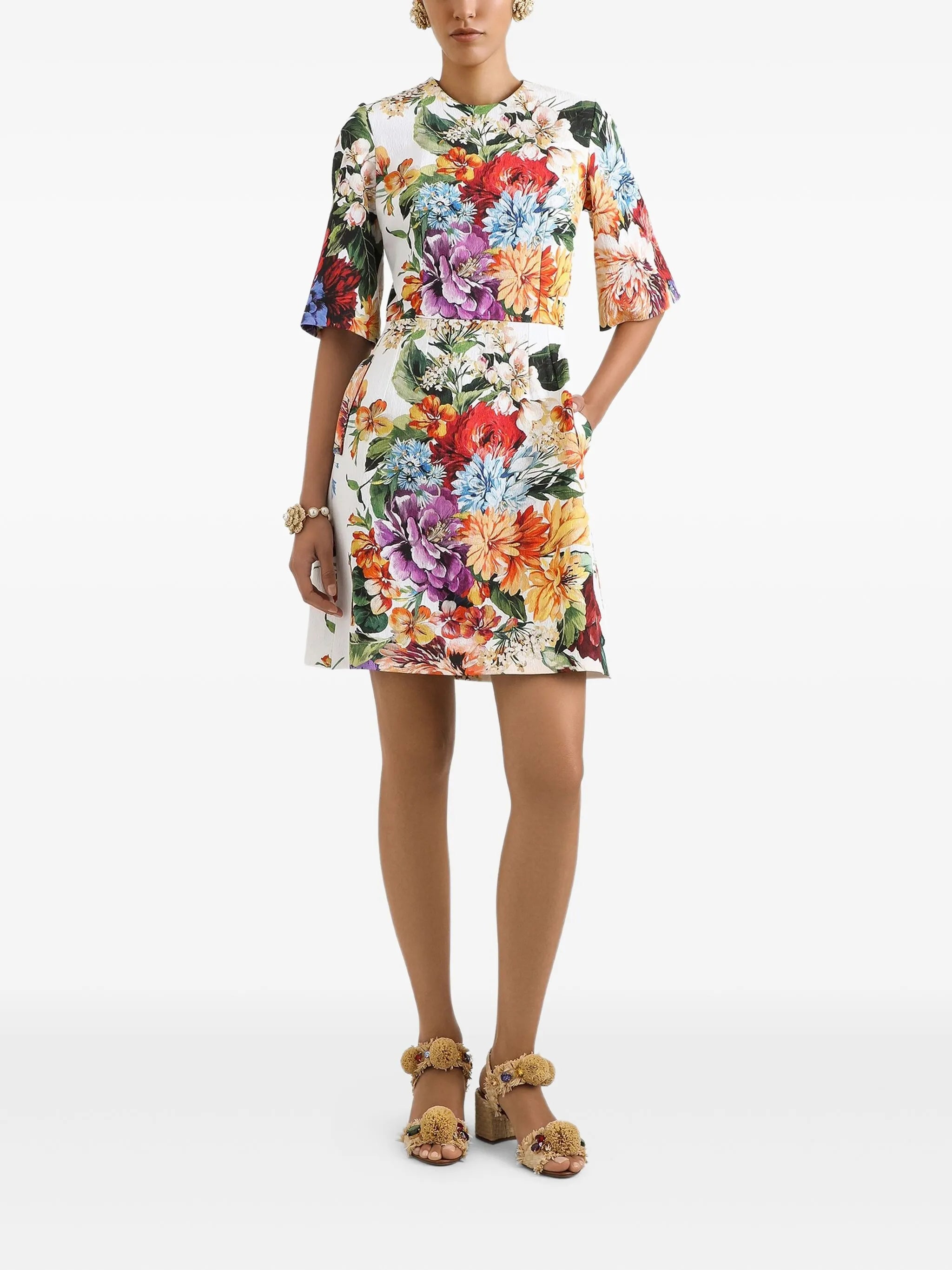 floral-print mini dress