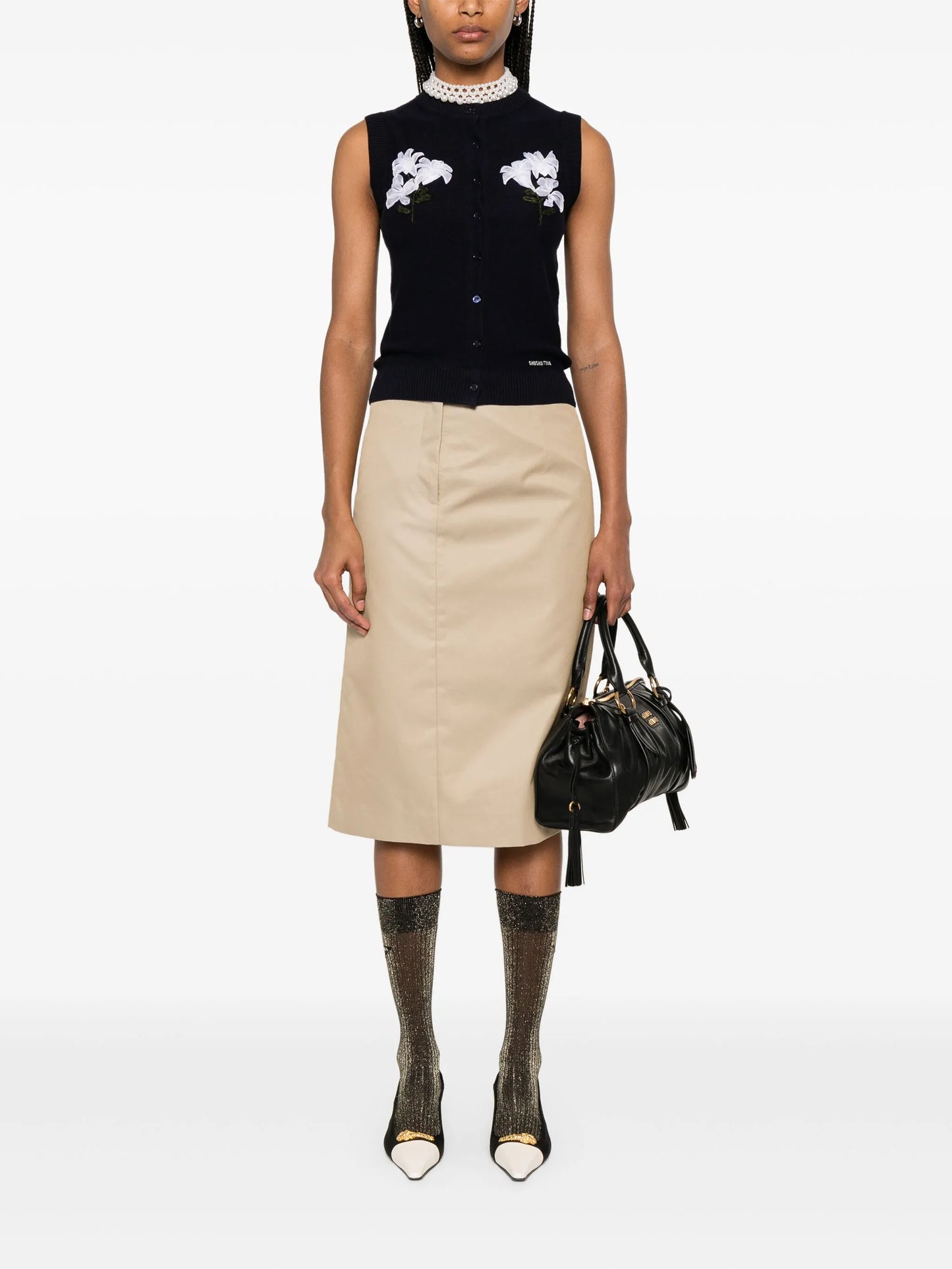 floral-appliqué vest